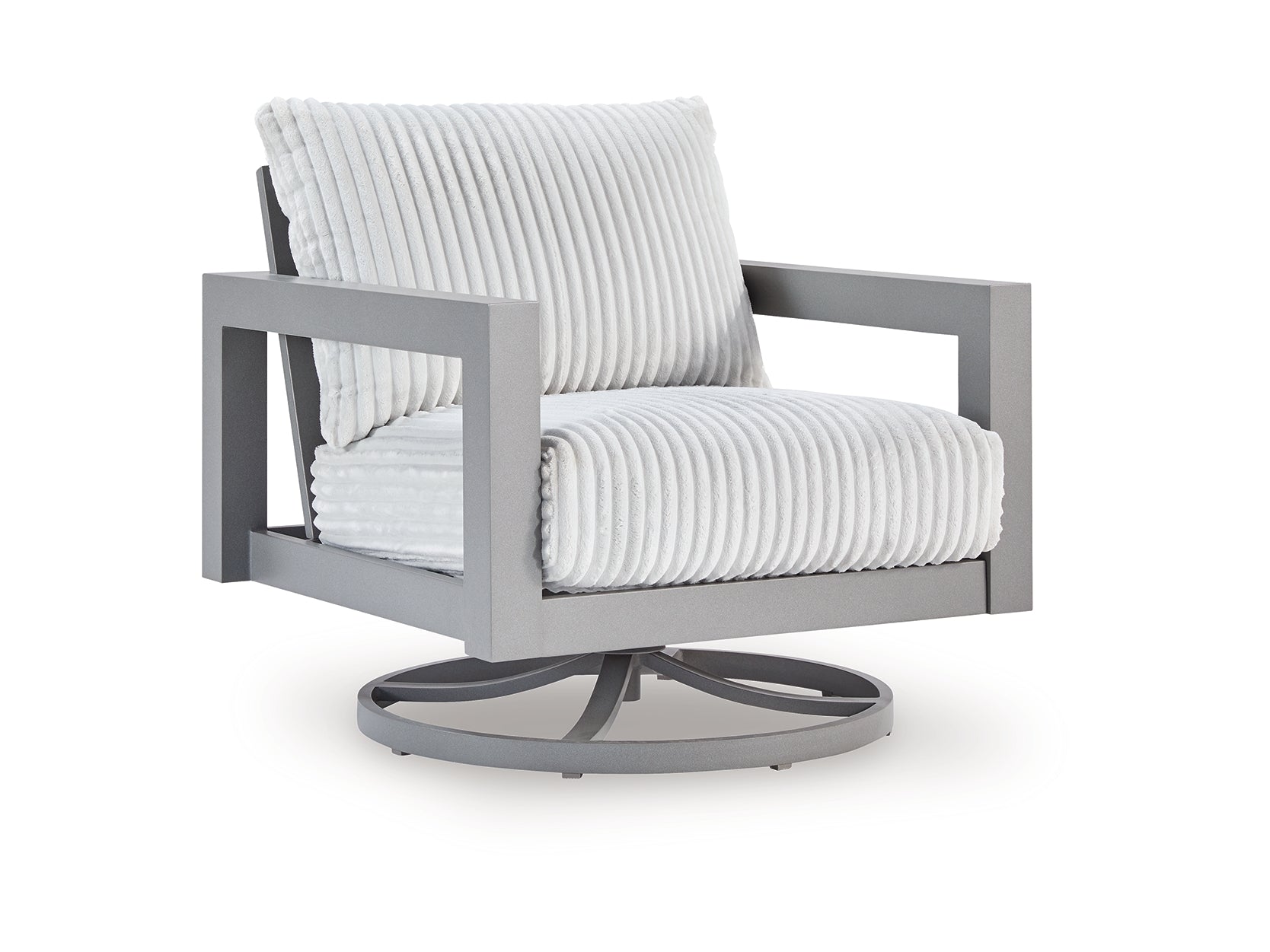 Moonlight Gray Outdoor Swivel Chair with Cushion- Viva Furn