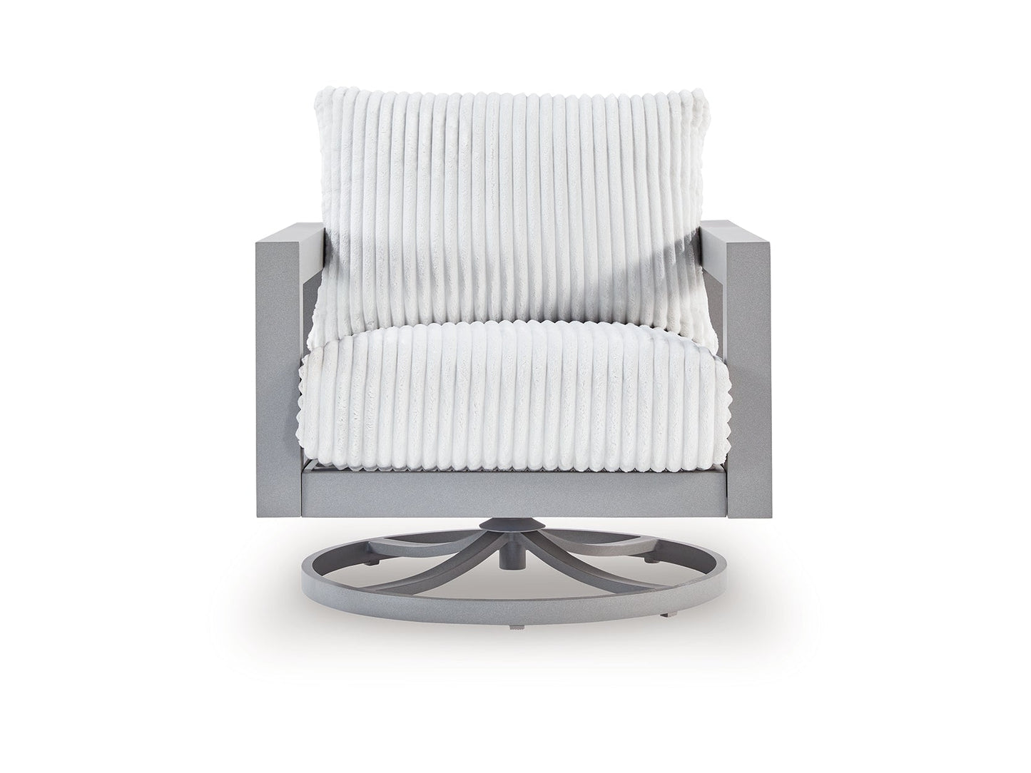 Moonlight Gray Outdoor Swivel Chair with Cushion- Viva Furn