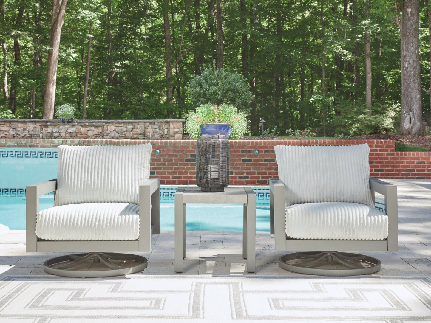 Moonlight Gray Outdoor Swivel Chair with Cushion- Viva Furn