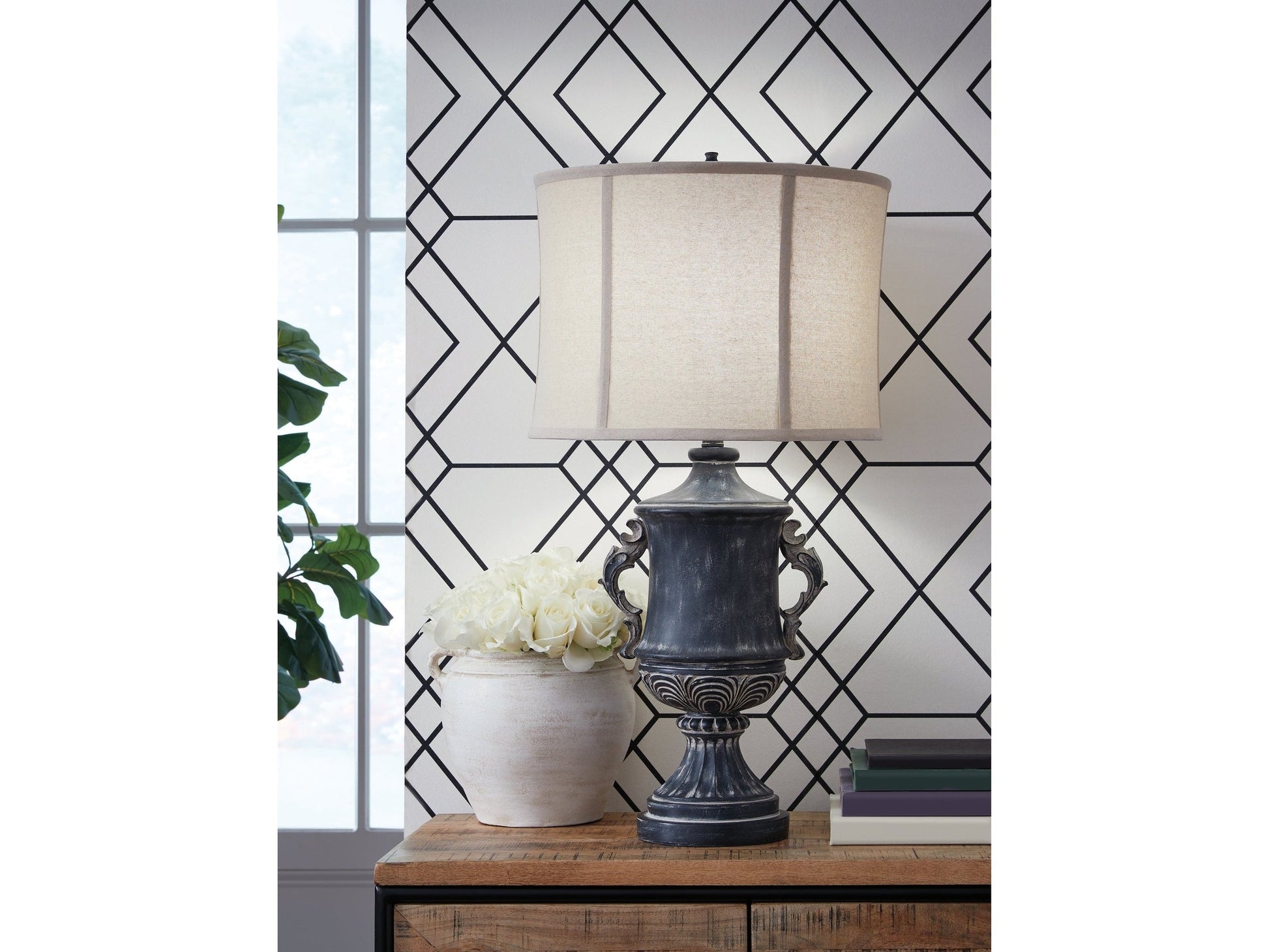 Morvanford Antique Black Table Lamp- Viva Furn