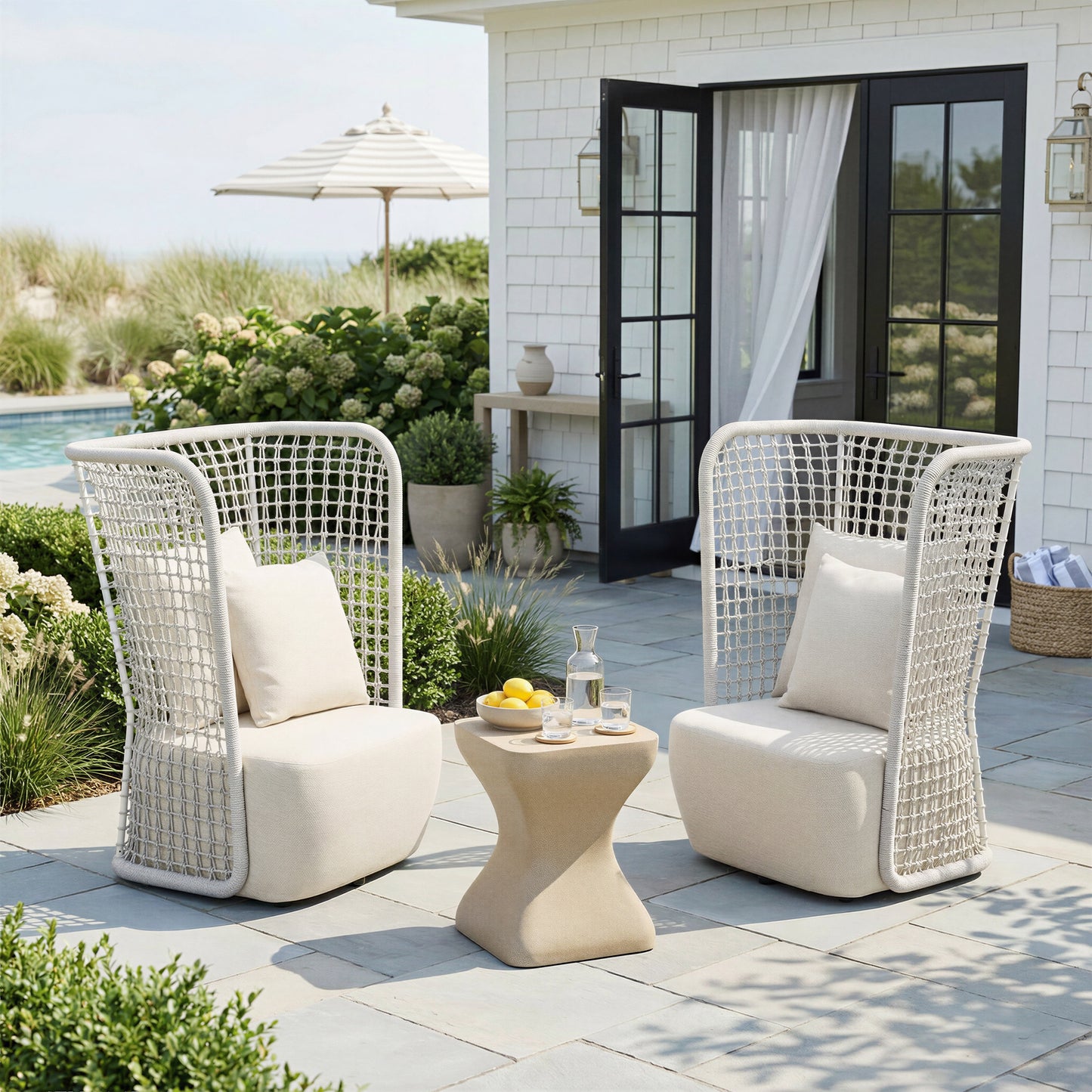 Mura Taupe Outdoor Side Table - Ornate Home