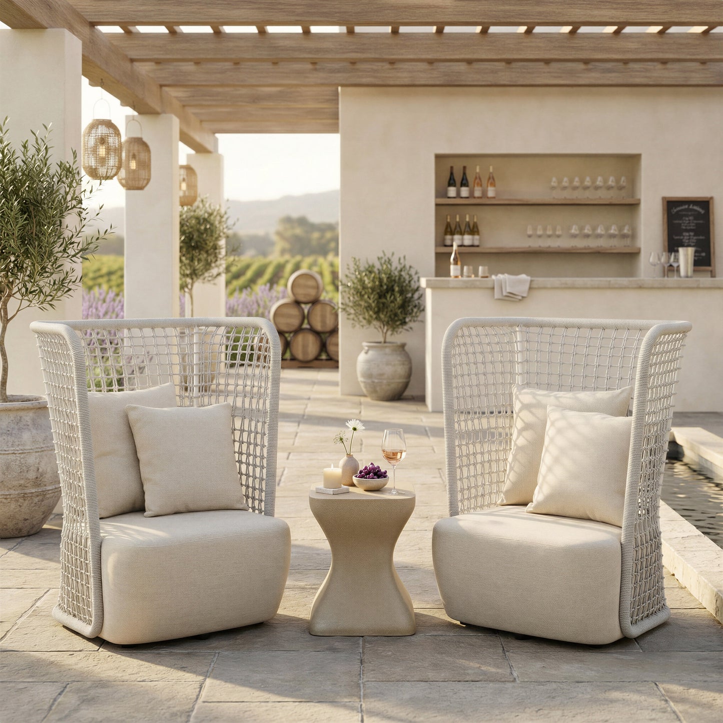 Mura Taupe Outdoor Side Table - Ornate Home