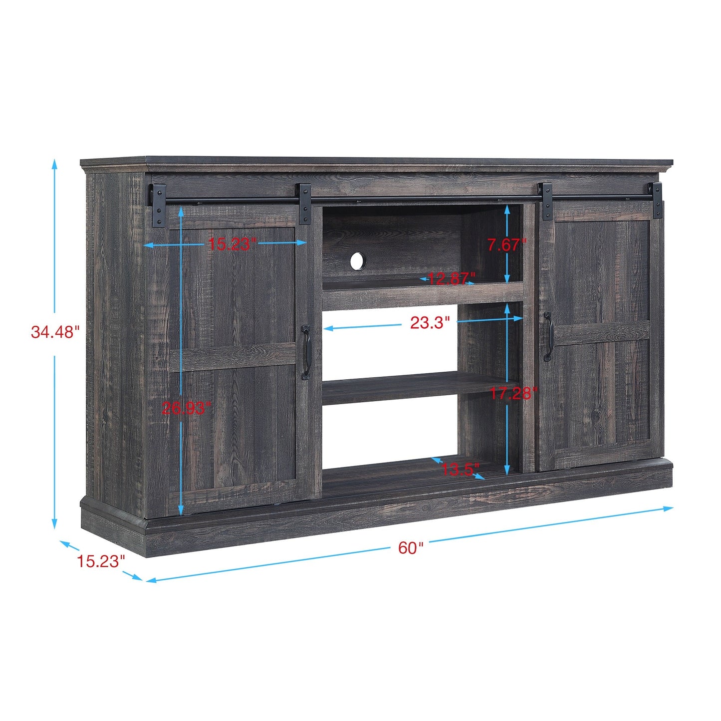 Myrtle 60" TV Stand in Heavy Brown - Ornate Home
