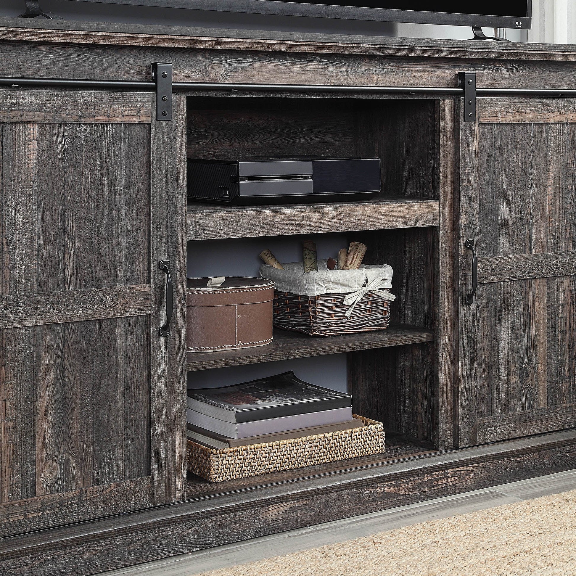 Myrtle 60" TV Stand in Heavy Brown - Ornate Home