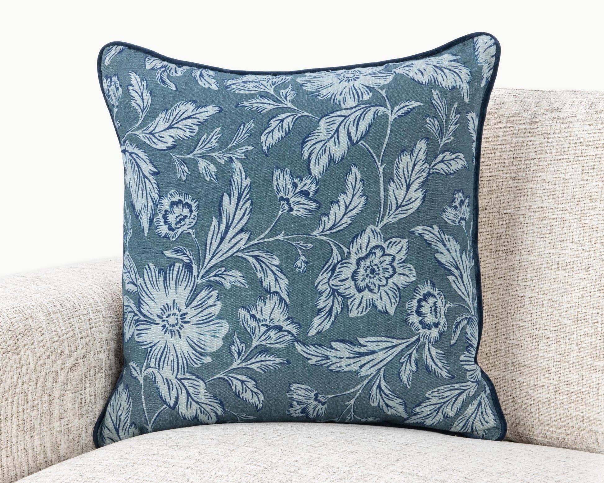 NV Davenport Denum Blue 22x22 Throw Pillow (Set of 2) - Ornate Home