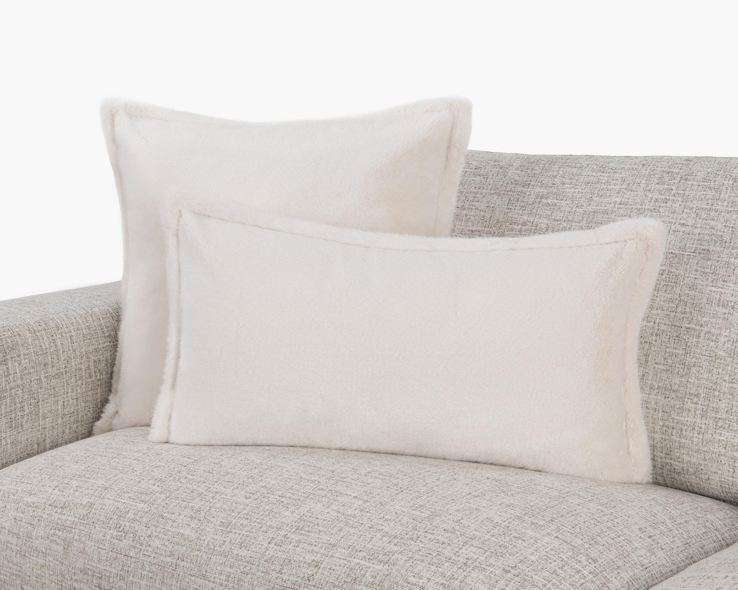 NV Taiga Ivory Faux Fur Multiple Sizes 22x22 Throw Pillow (Set of 2) - Ornate Home