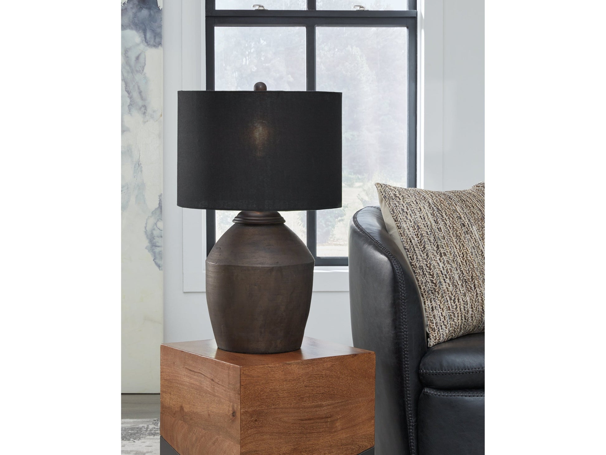 Naareman Metallic Black 2-Piece Lamp Set- Viva Furn