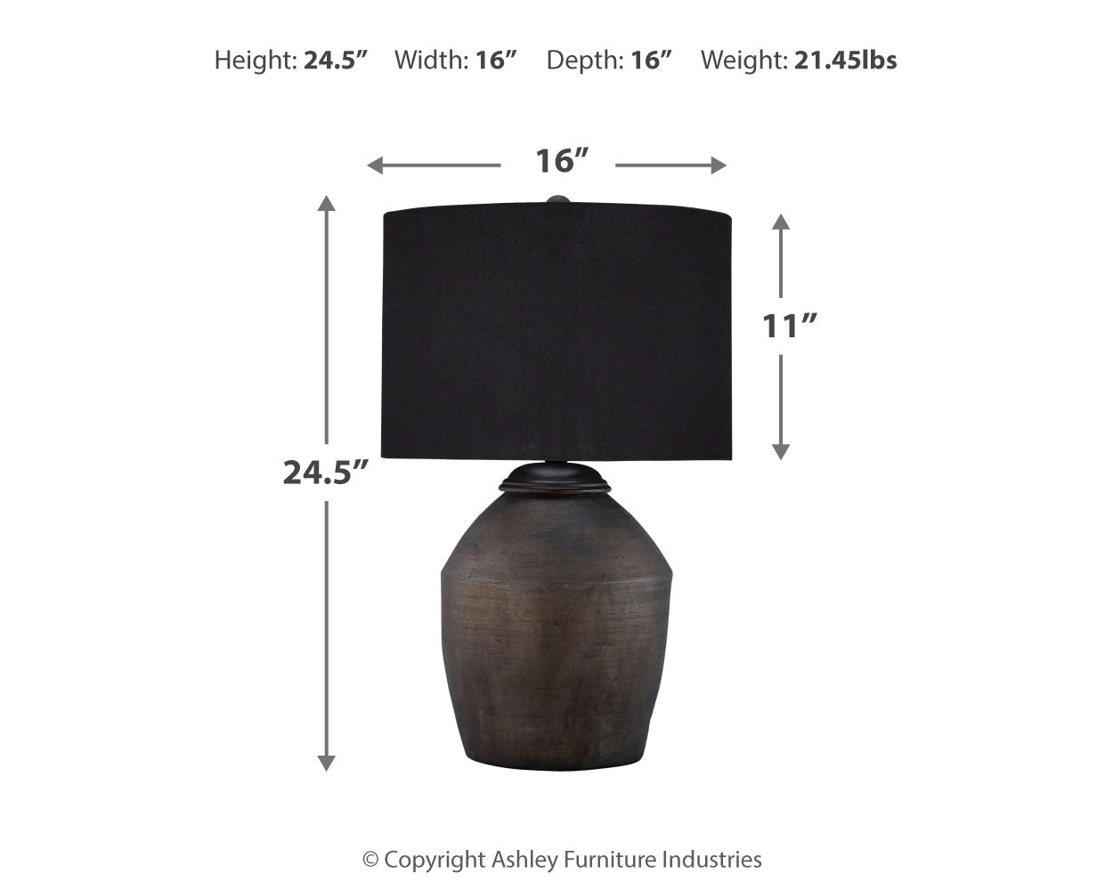 Naareman Metallic Black 2-Piece Lamp Set- Viva Furn