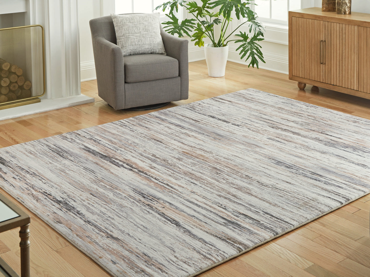 Nace Gray/Brown/White Memory Foam Large Rug- Viva Furn