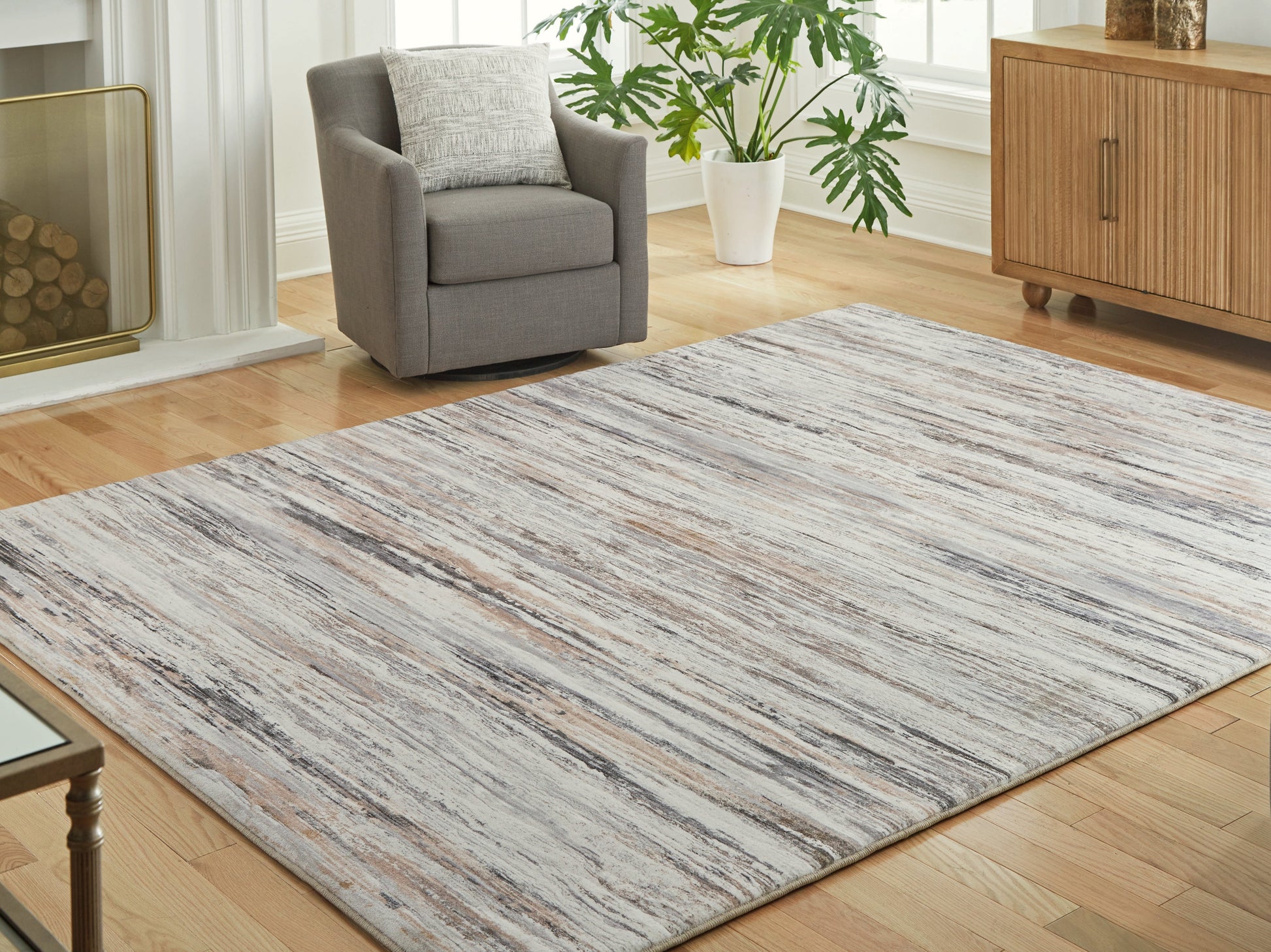 Nace Gray/Brown/White Memory Foam Large Rug- Viva Furn