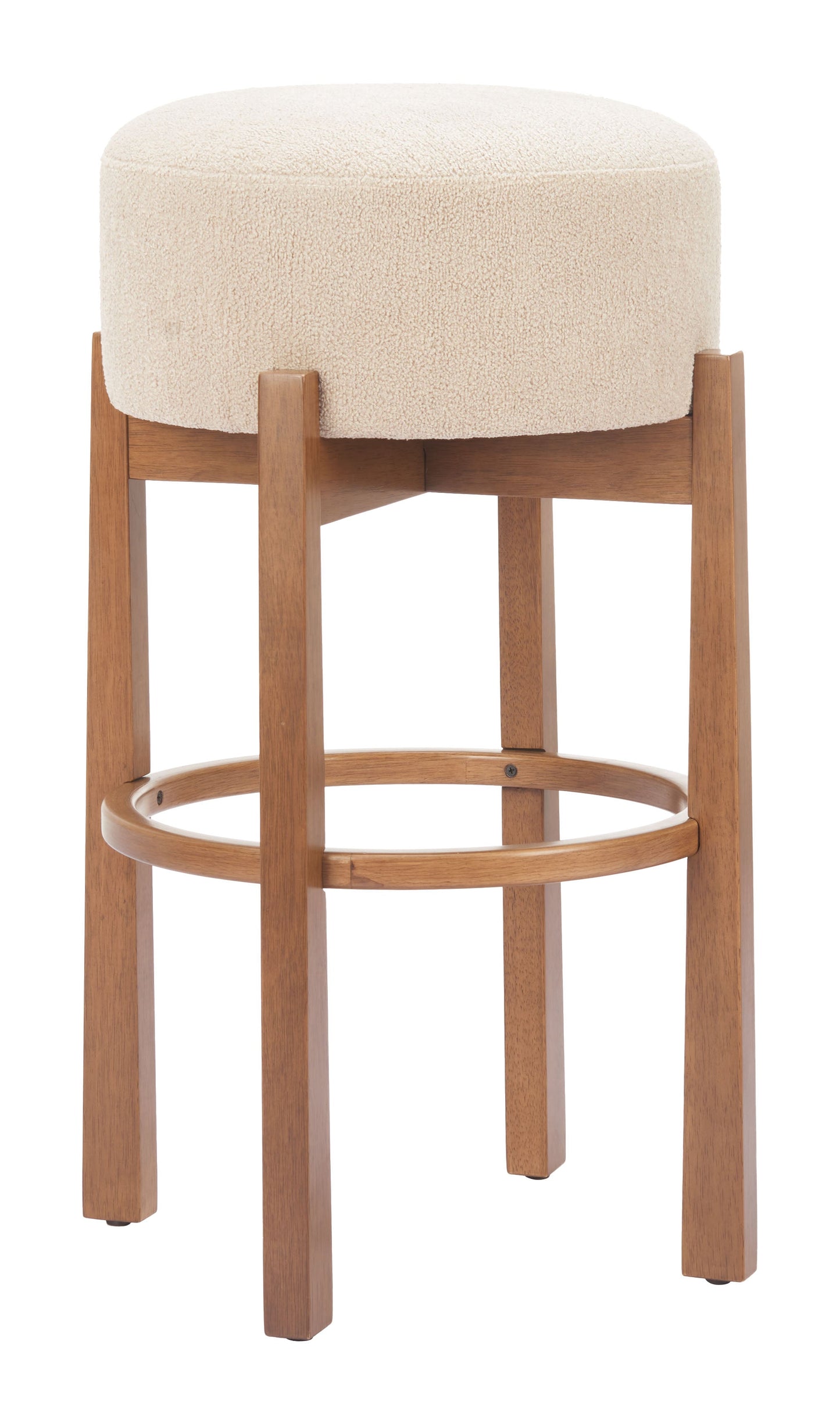 Nade Beige & Walnut Barstool (Set of 2) - Ornate Home