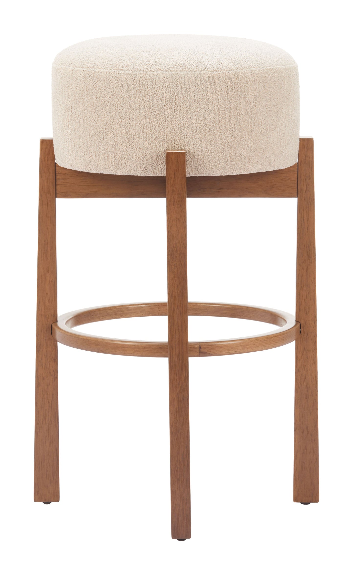 Nade Beige & Walnut Barstool (Set of 2) - Ornate Home