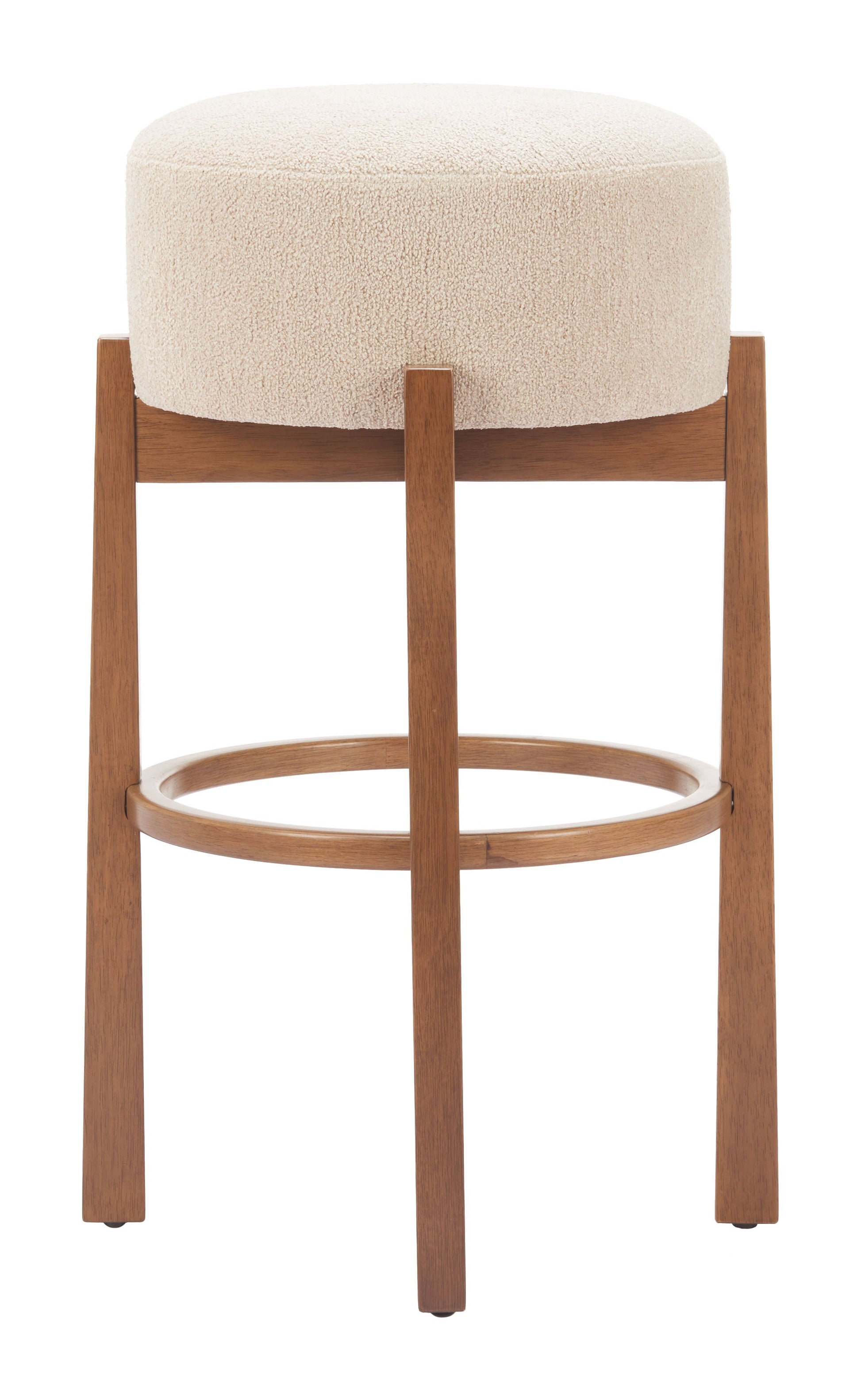 Nade Beige & Walnut Barstool (Set of 2) - Ornate Home