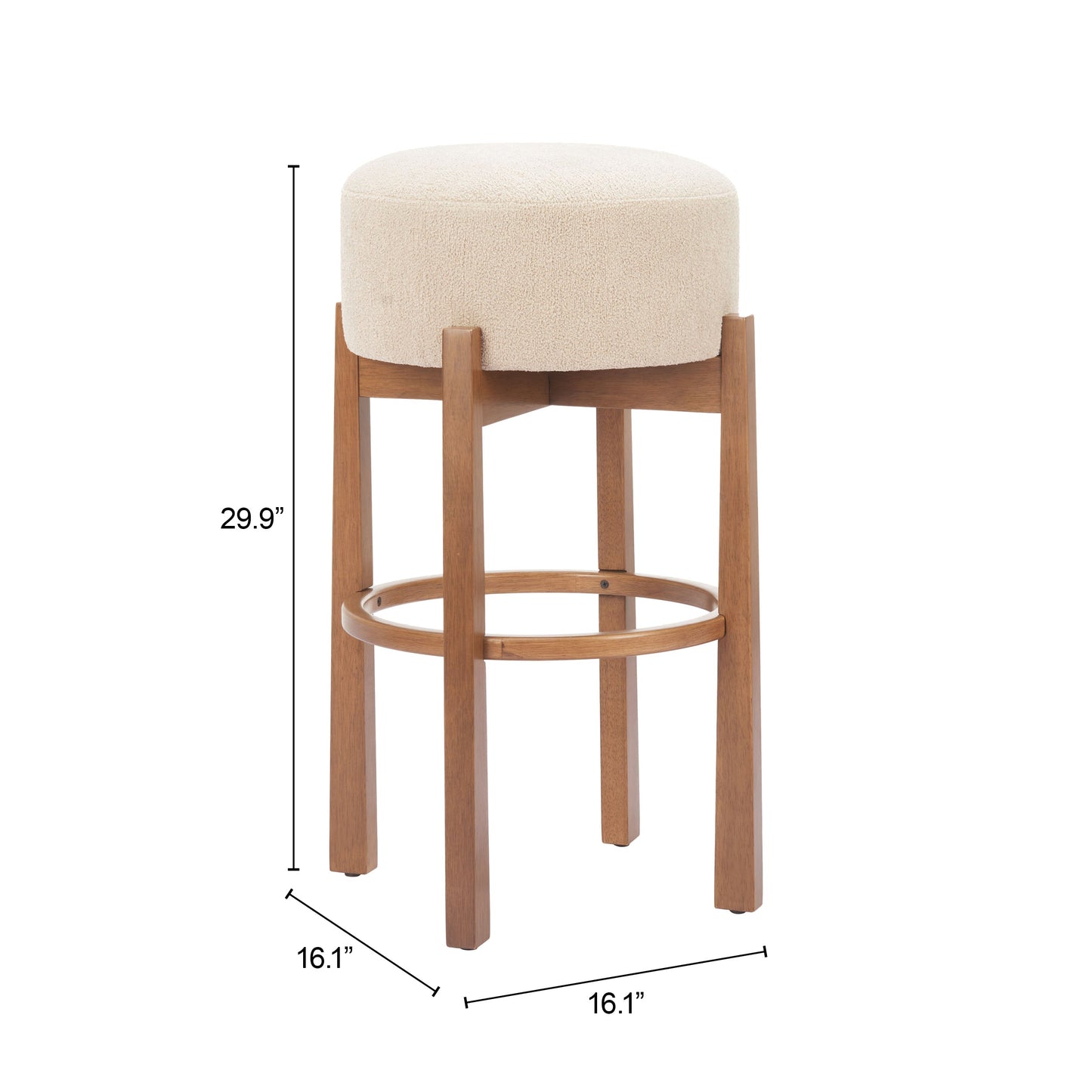 Nade Beige & Walnut Barstool (Set of 2) - Ornate Home