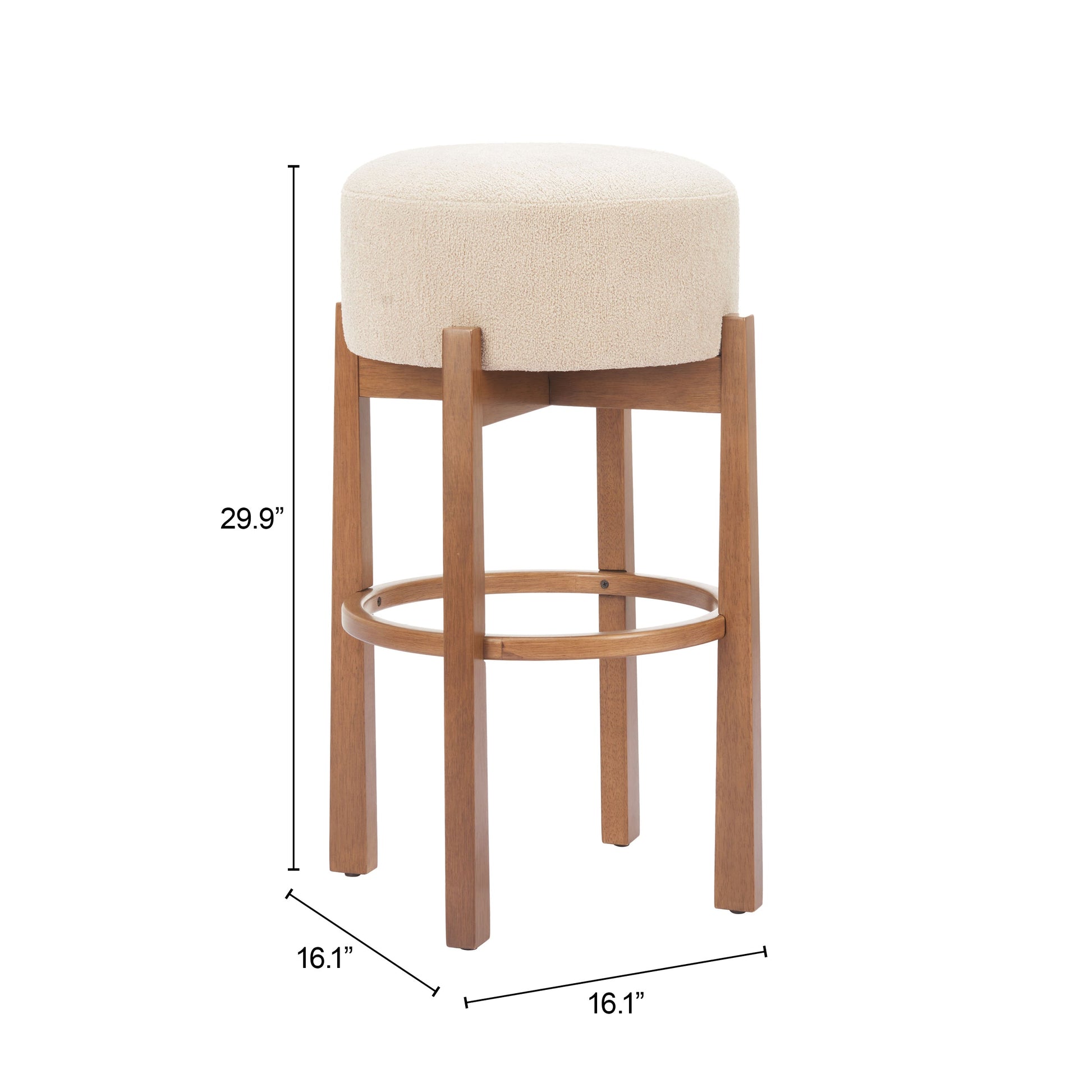 Nade Beige & Walnut Barstool (Set of 2) - Ornate Home
