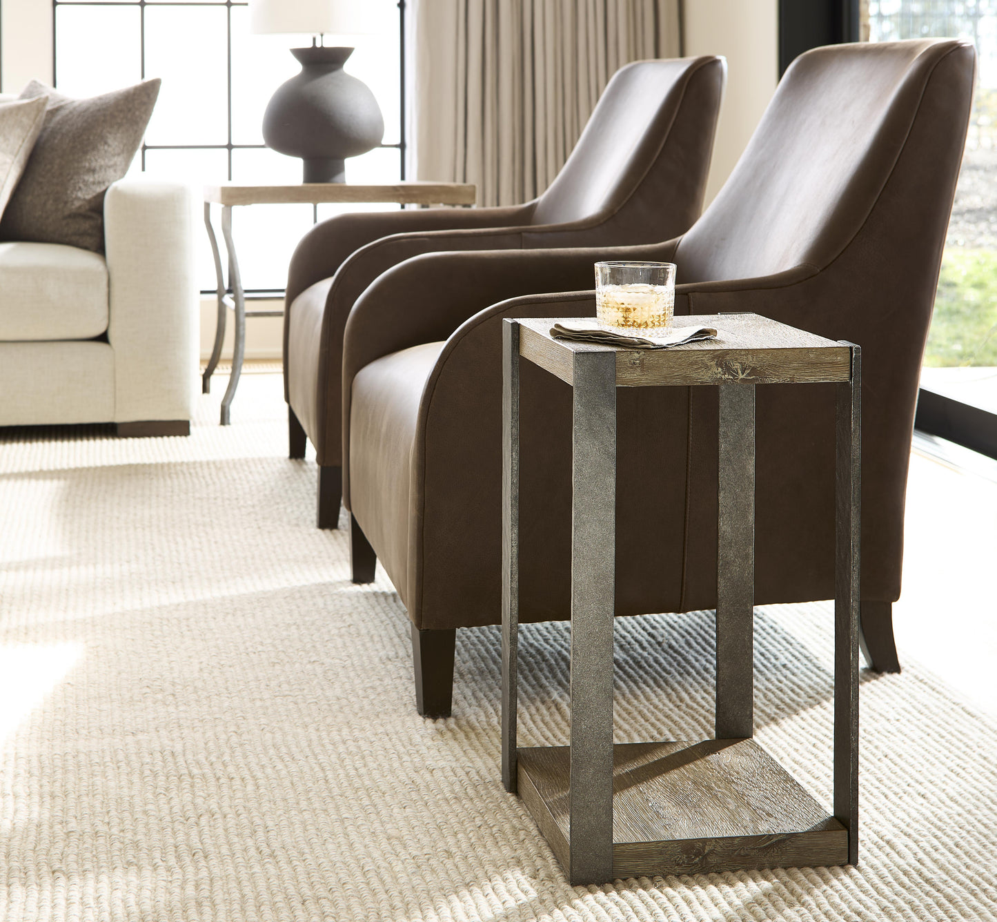 Naomi Grey Leather Chair - Ornate Home