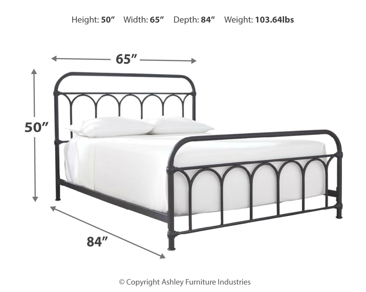 Nashburg Queen Metal Bed- Viva Furn