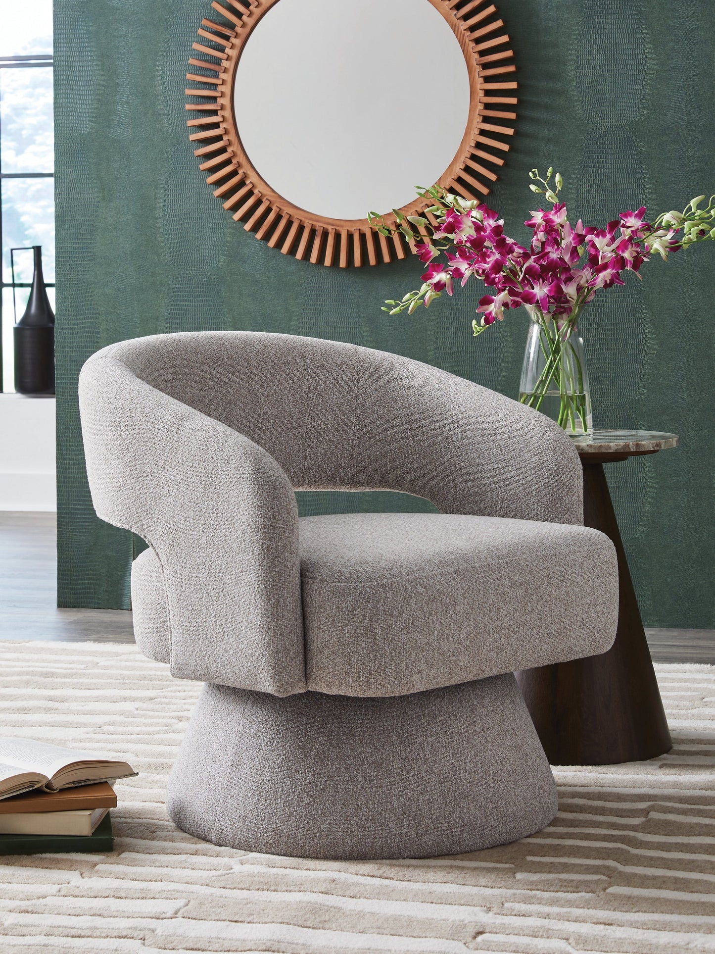 Nashkins Pebble Swivel Accent Chair- Viva Furn