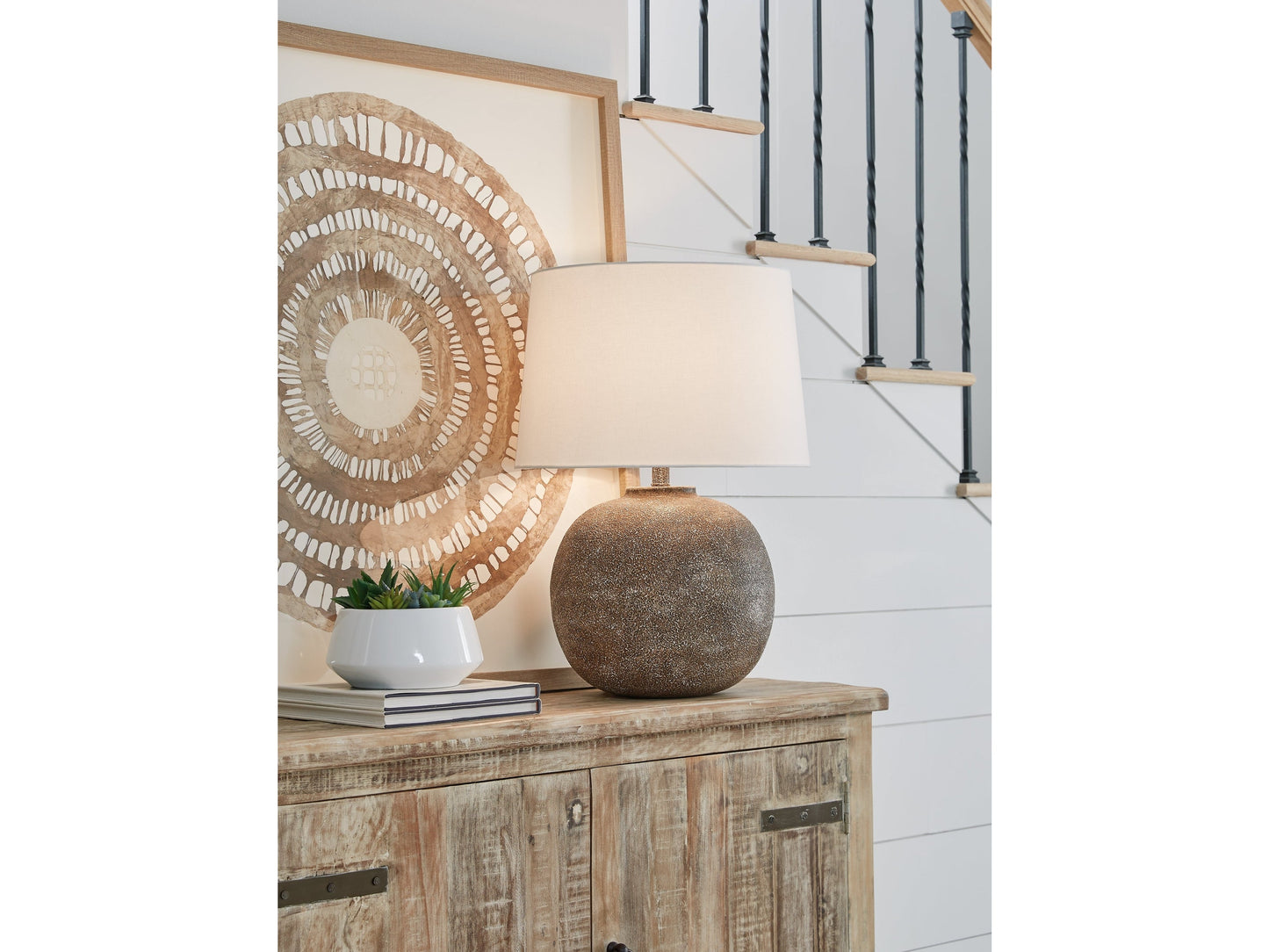 Neavesboro Antique Brown/White 2-Piece Lamp Set- Viva Furn
