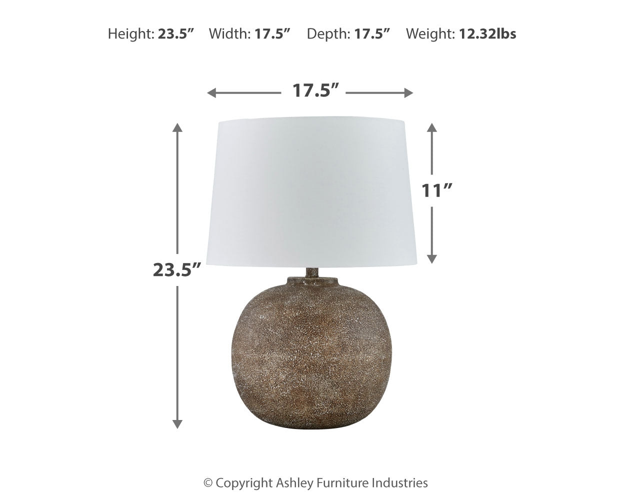 Neavesboro Antique Brown/White 2-Piece Lamp Set- Viva Furn