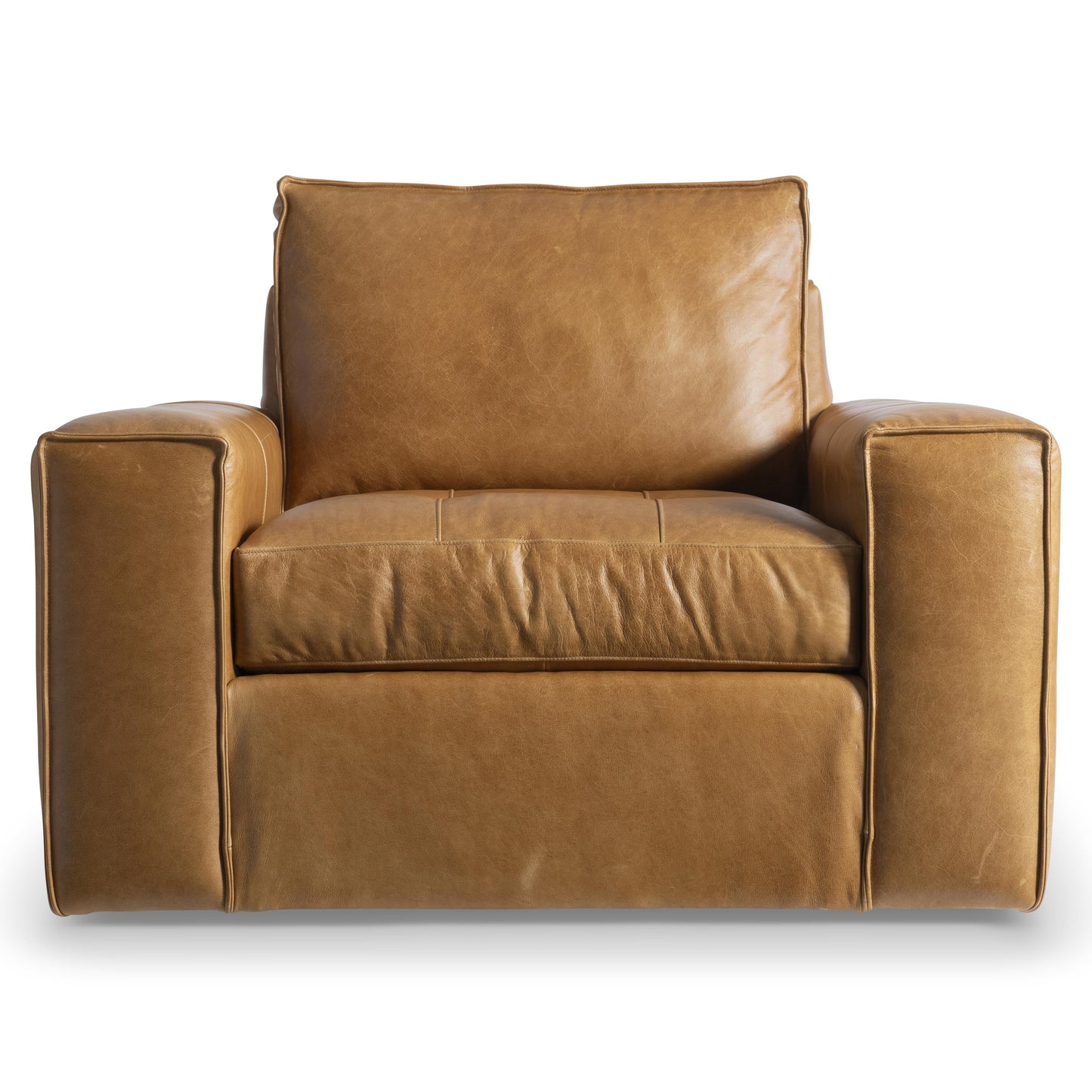 Nest Beige/Tan Leather Swivel Chair - Ornate Home