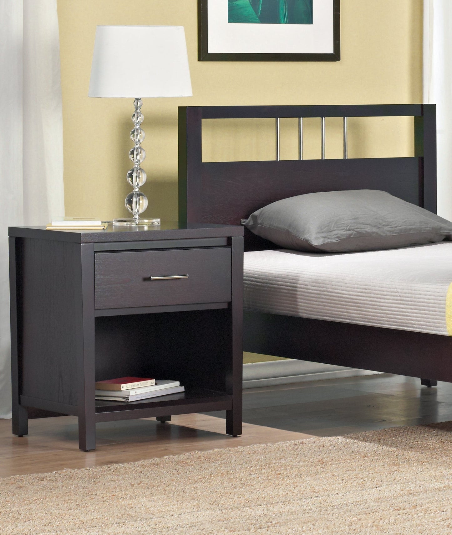 Nevis One Drawer Nightstand in Espresso - Ornate Home