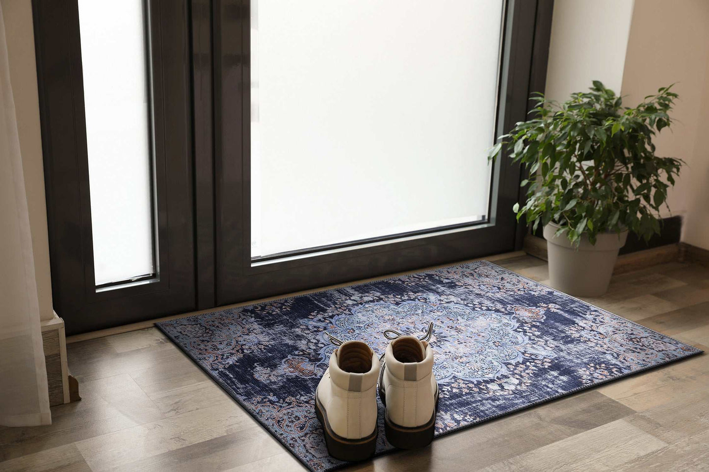 Rain Blue Modern Bohemian NonSlip Indoor Area Rugs - Ornate Home