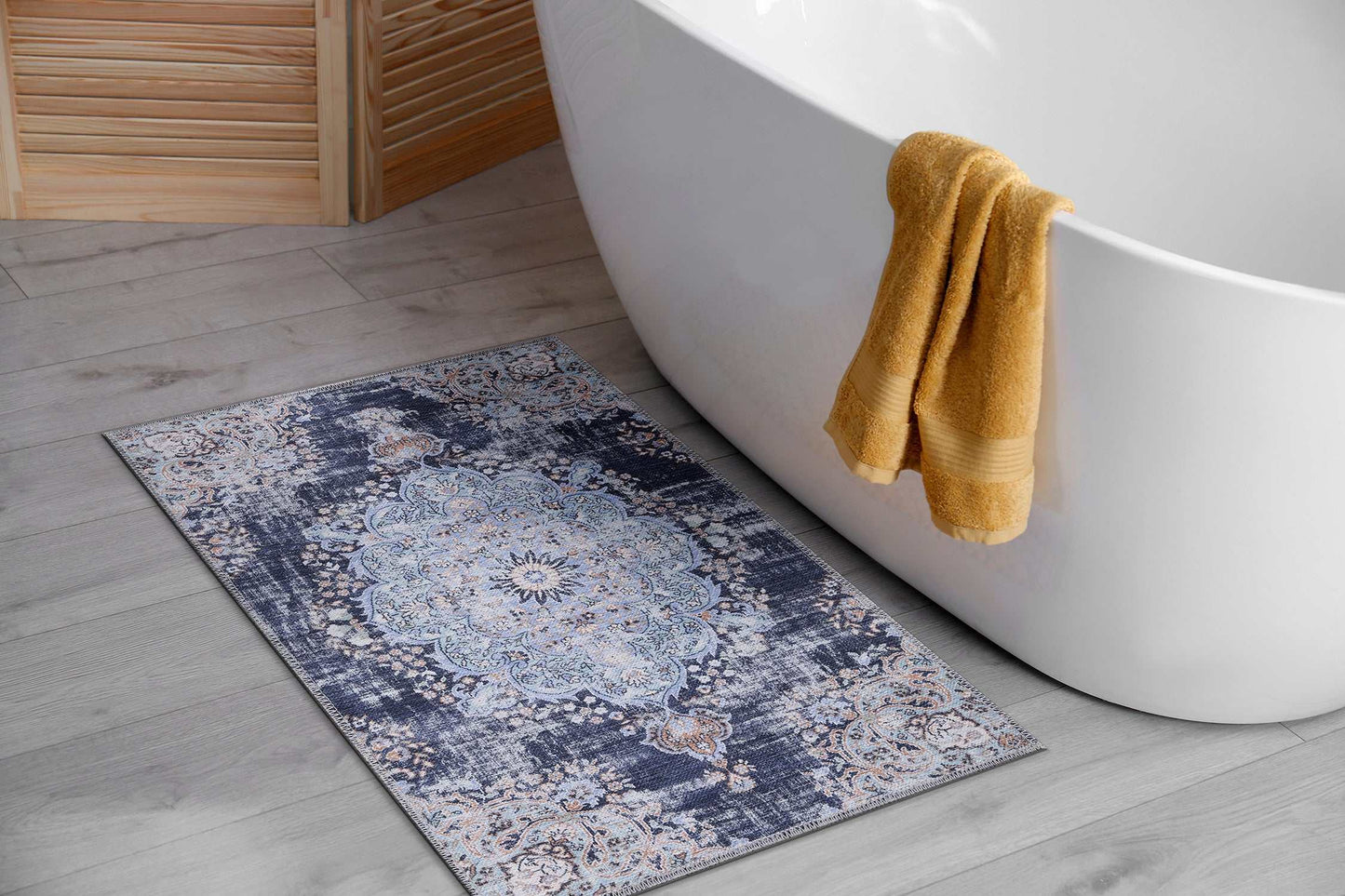 Rain Blue Modern Bohemian NonSlip Indoor Area Rugs - Ornate Home