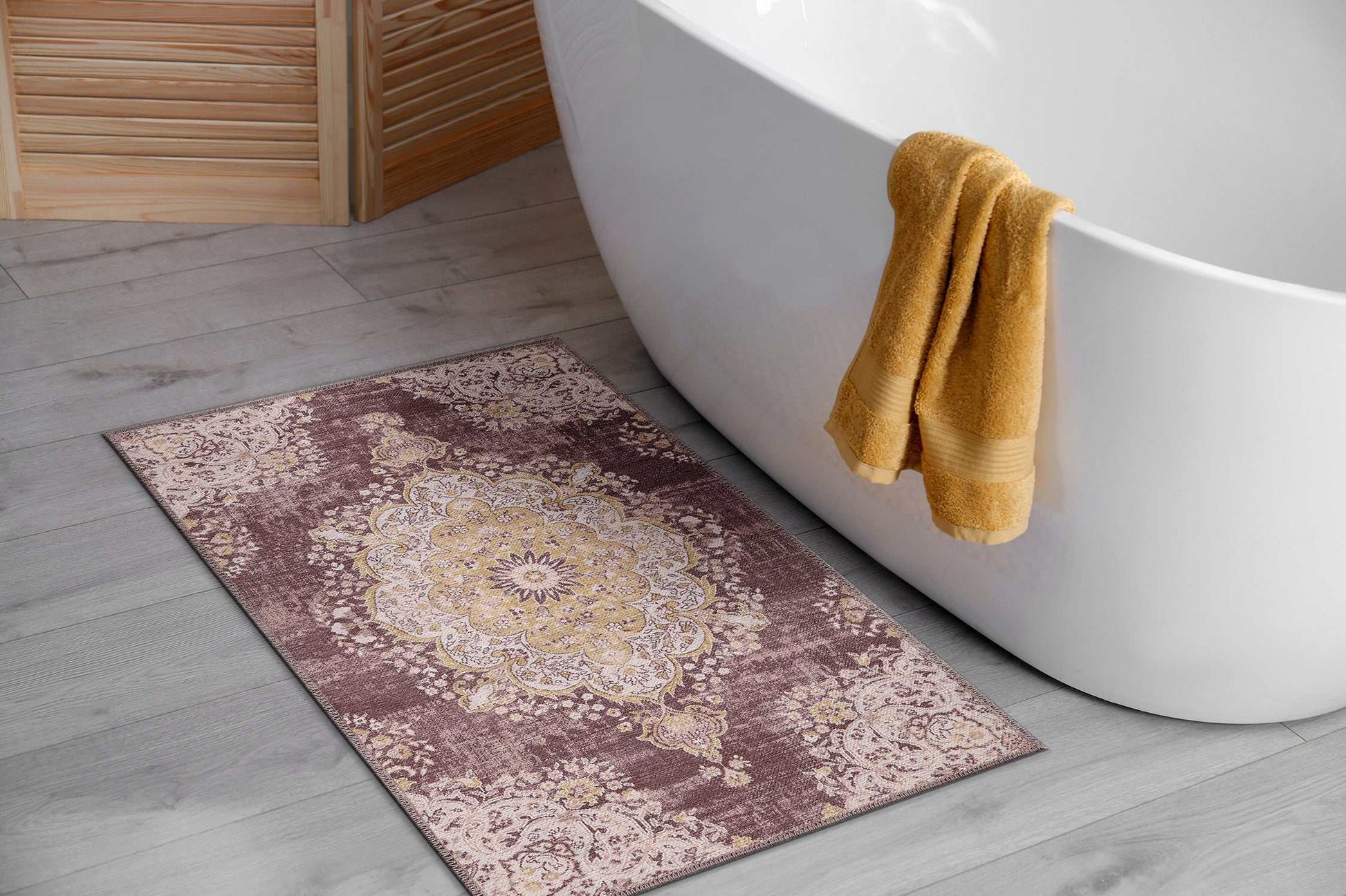 Rain Yellow/Brown Modern Bohemian NonSlip Indoor Area Rugs - Ornate Home