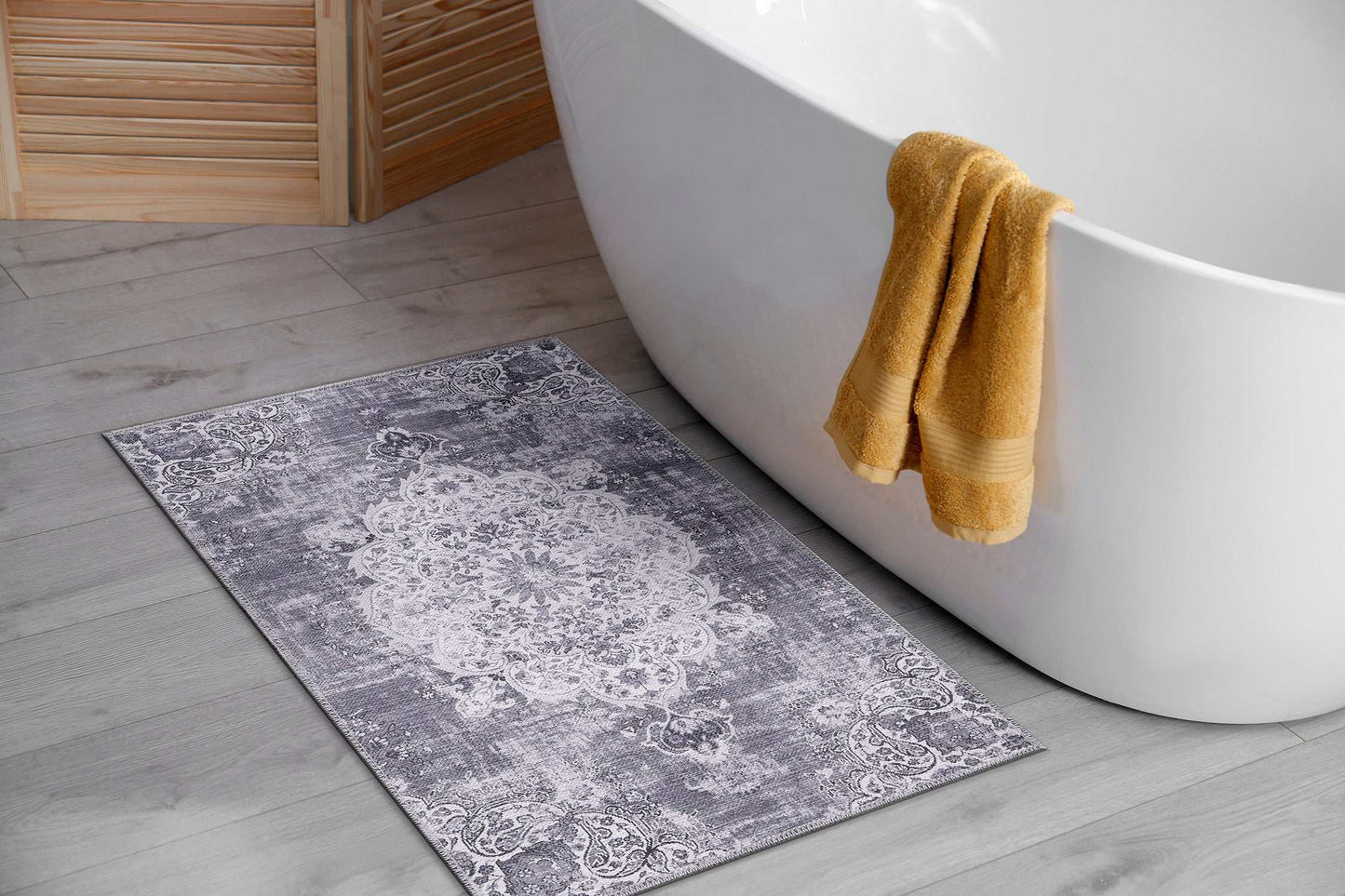 Rain Gray/White Modern Bohemian Non-Slip Indoor Area Rugs - Ornate Home