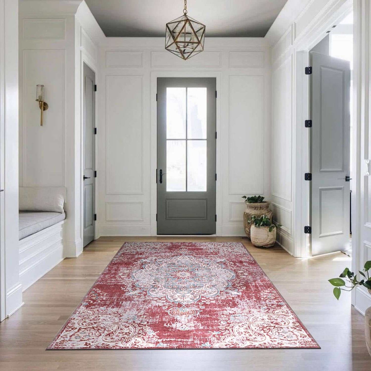 Rain Rust Red Modern Bohemian NonSlip Indoor Area Rugs - Ornate Home