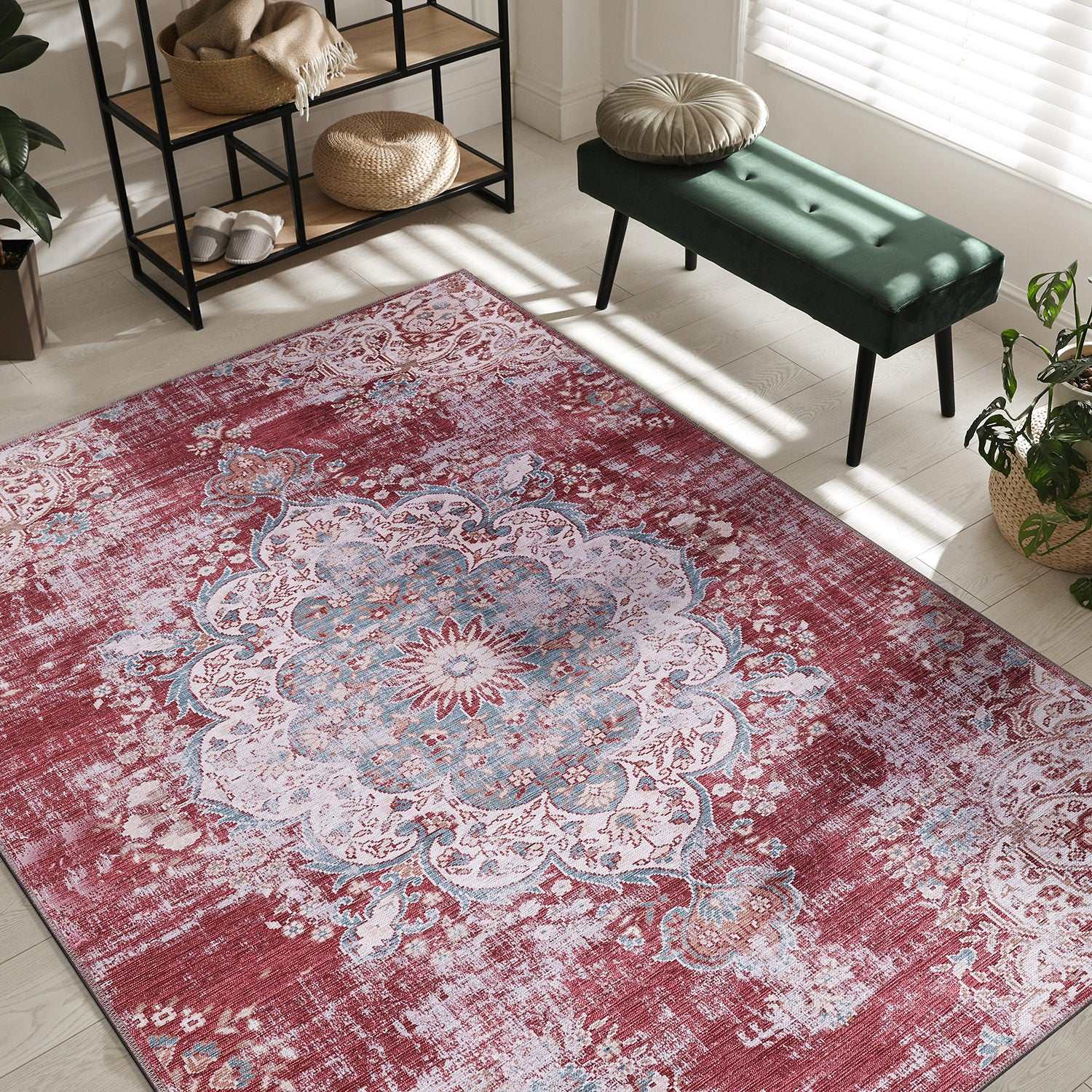 Rain Rust Red Modern Bohemian NonSlip Indoor Area Rugs - Ornate Home