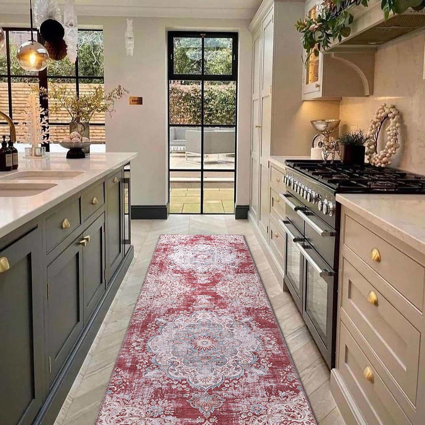 Rain Rust Red Modern Bohemian NonSlip Indoor Area Rugs - Ornate Home