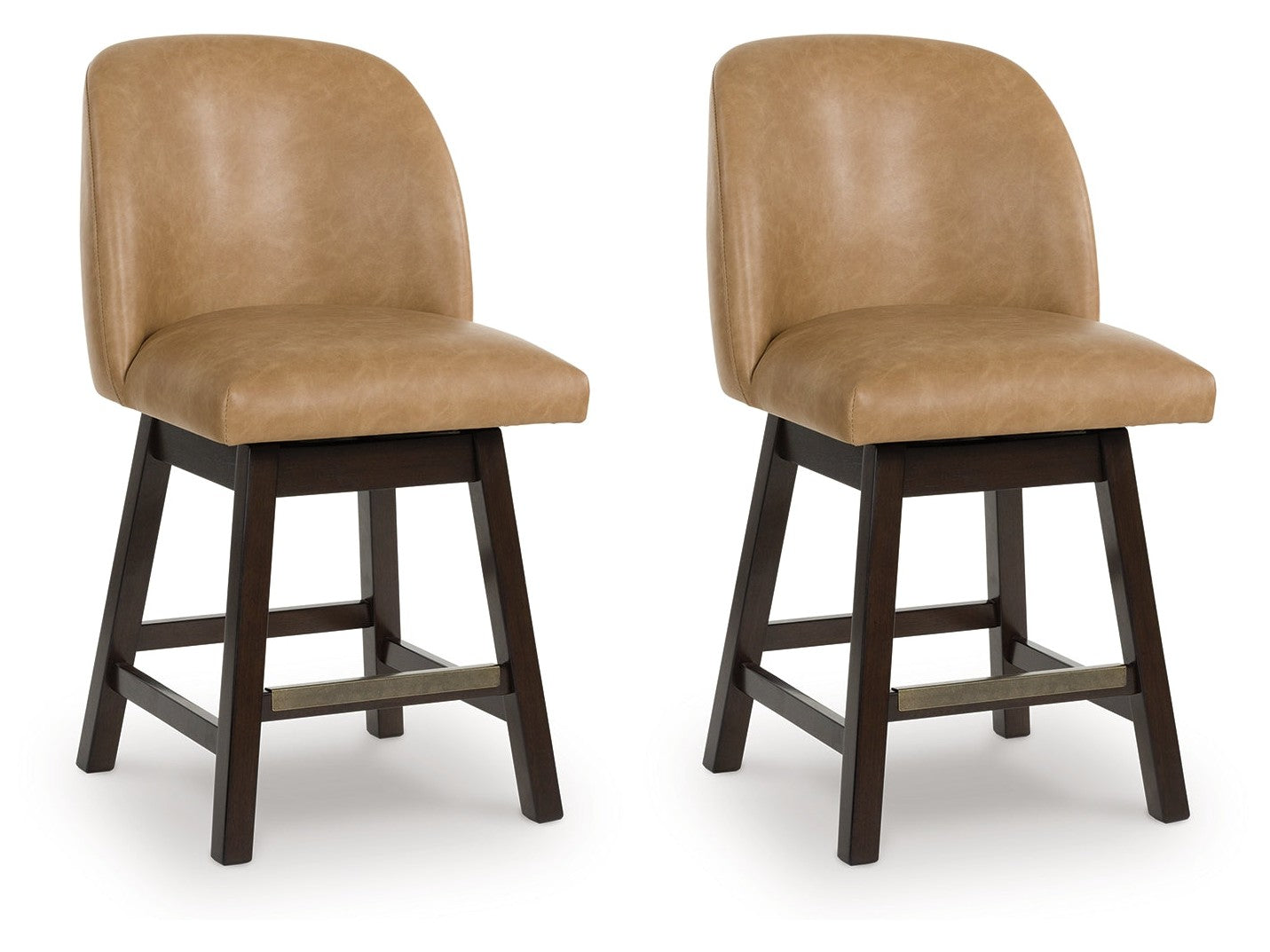 Neymorton Dark Grayish Brown Faux leather Upholstered Swivel Barstool (Set of 2)- Viva Furn