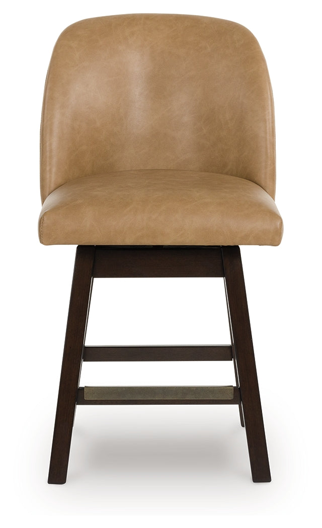 Neymorton Dark Grayish Brown Faux leather Upholstered Swivel Barstool (Set of 2)- Viva Furn