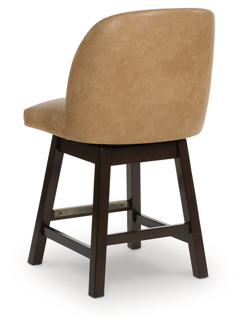 Neymorton Dark Grayish Brown Faux leather Upholstered Swivel Barstool (Set of 2)- Viva Furn