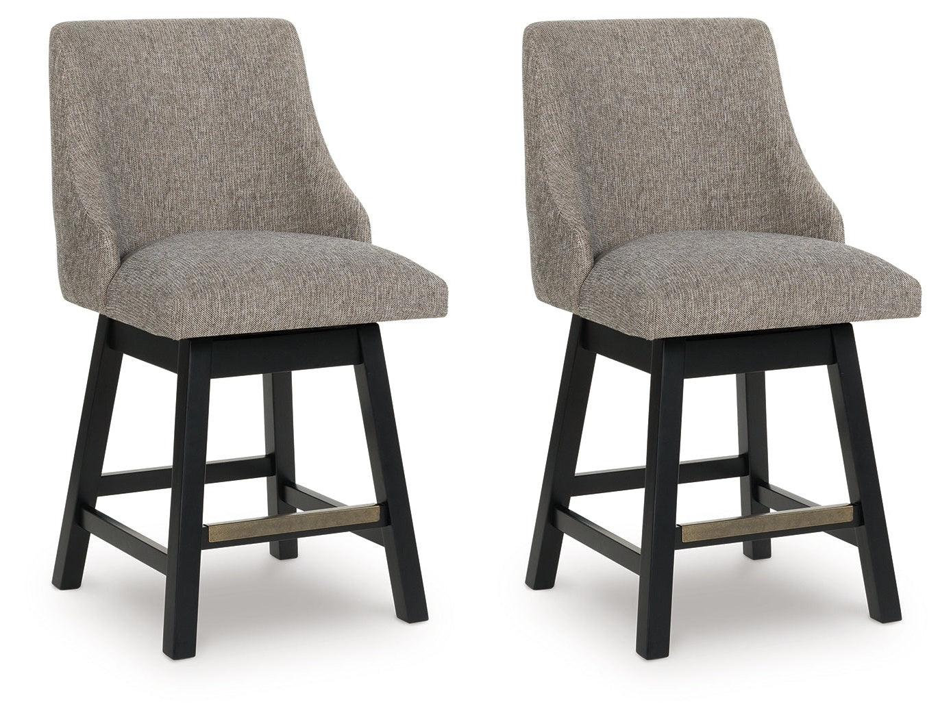 Neymorton Dark Grayish Brown Upholstered Swivel Barstool (Set of 2)- Viva Furn