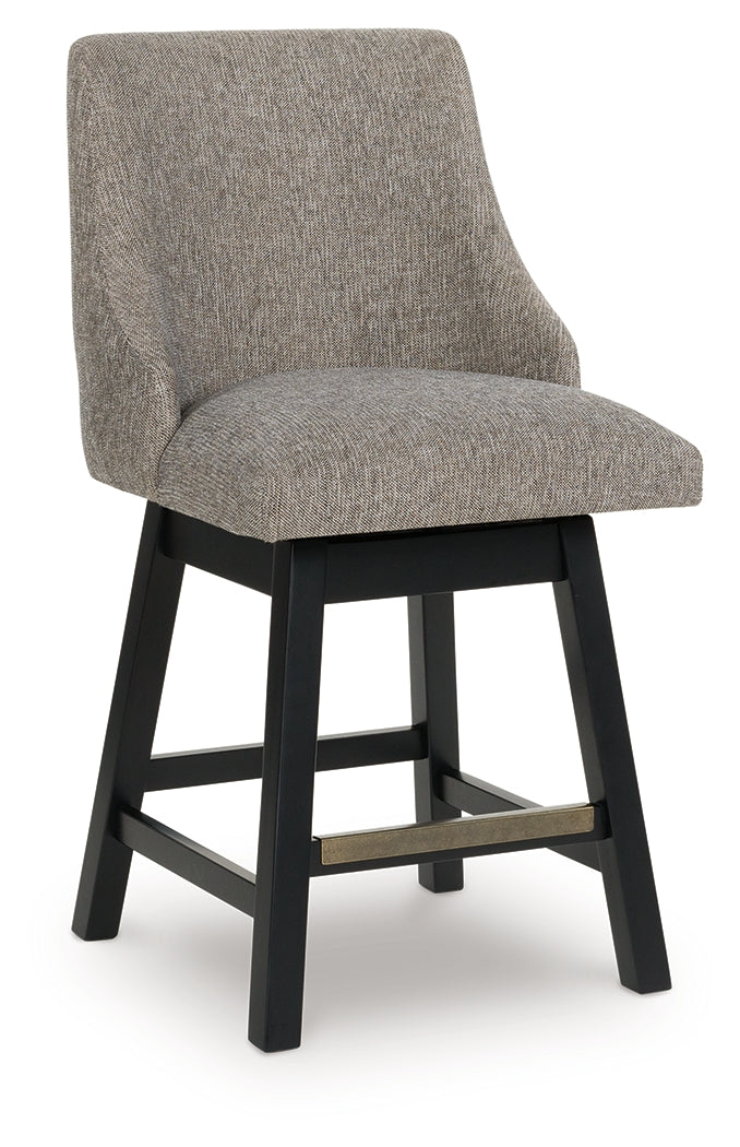 Neymorton Dark Grayish Brown Upholstered Swivel Barstool (Set of 2)- Viva Furn