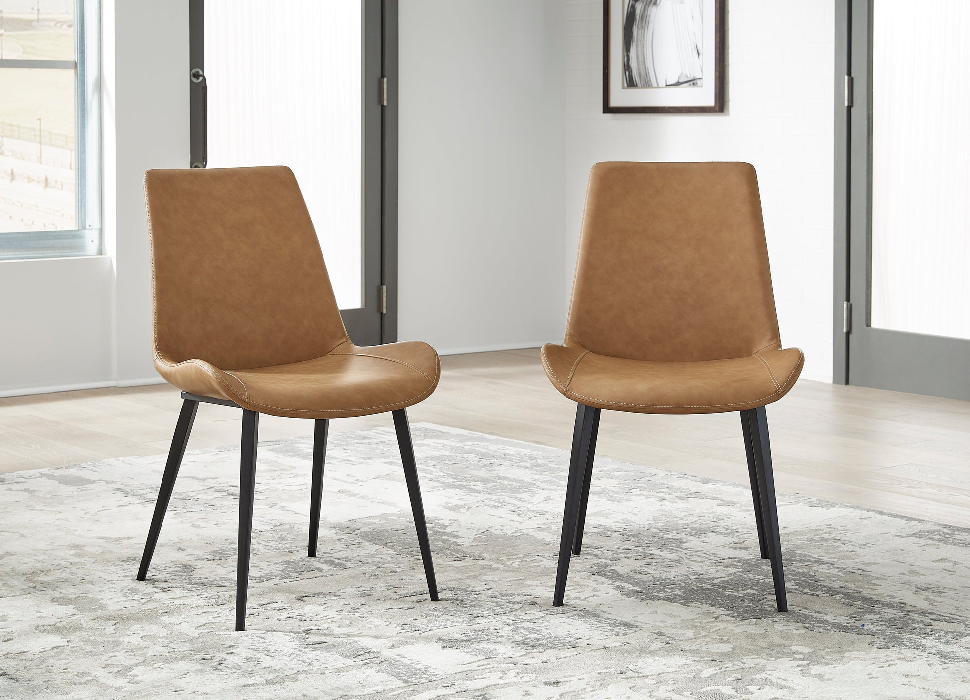 Nicoya Upholstered Dining Chair in Buckskin Synthetic Leather and Black (Set of 2) - Ornate Home