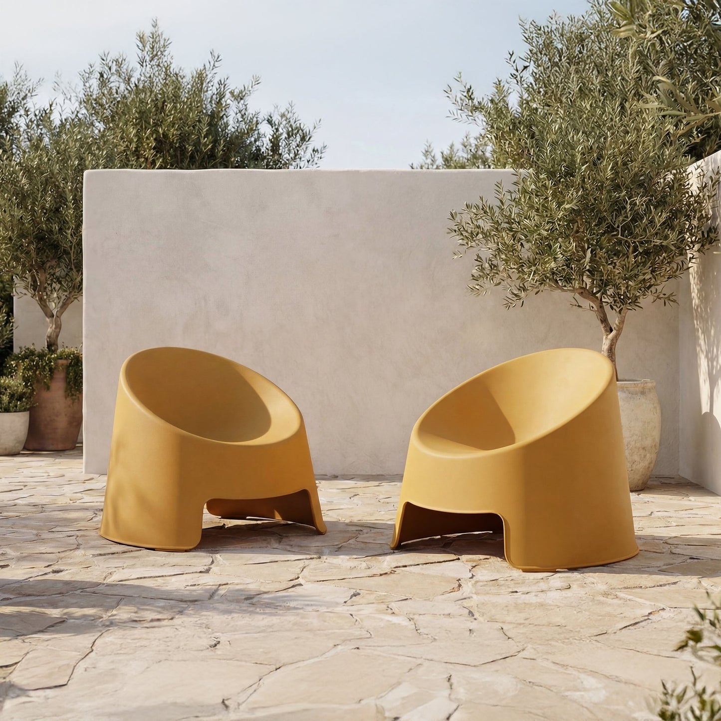 Nolla Yellow Outdoor Accent Chair (Set of 2) - Ornate Home