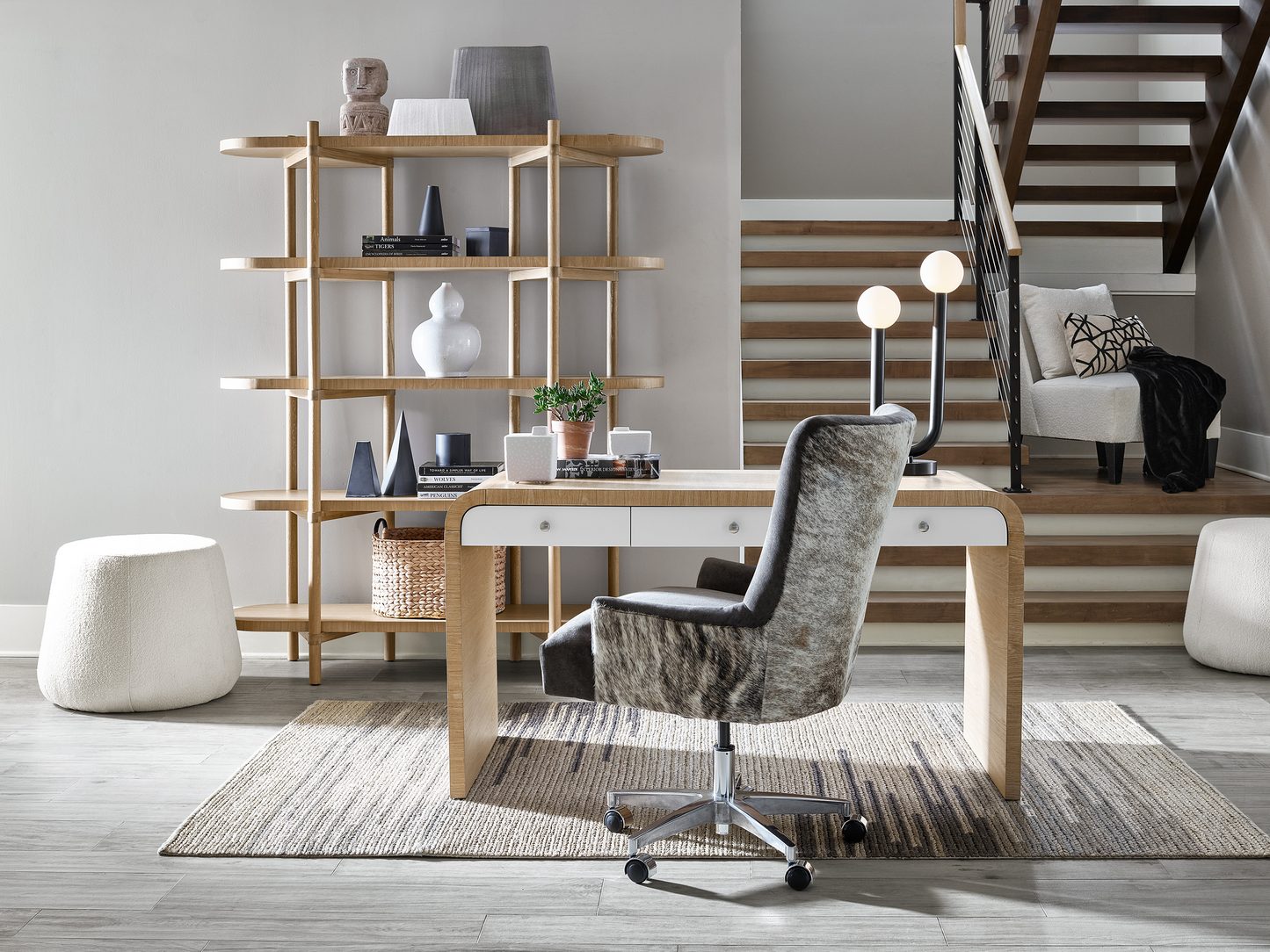 Nomad White Oak/Glacier Desk - Ornate Home