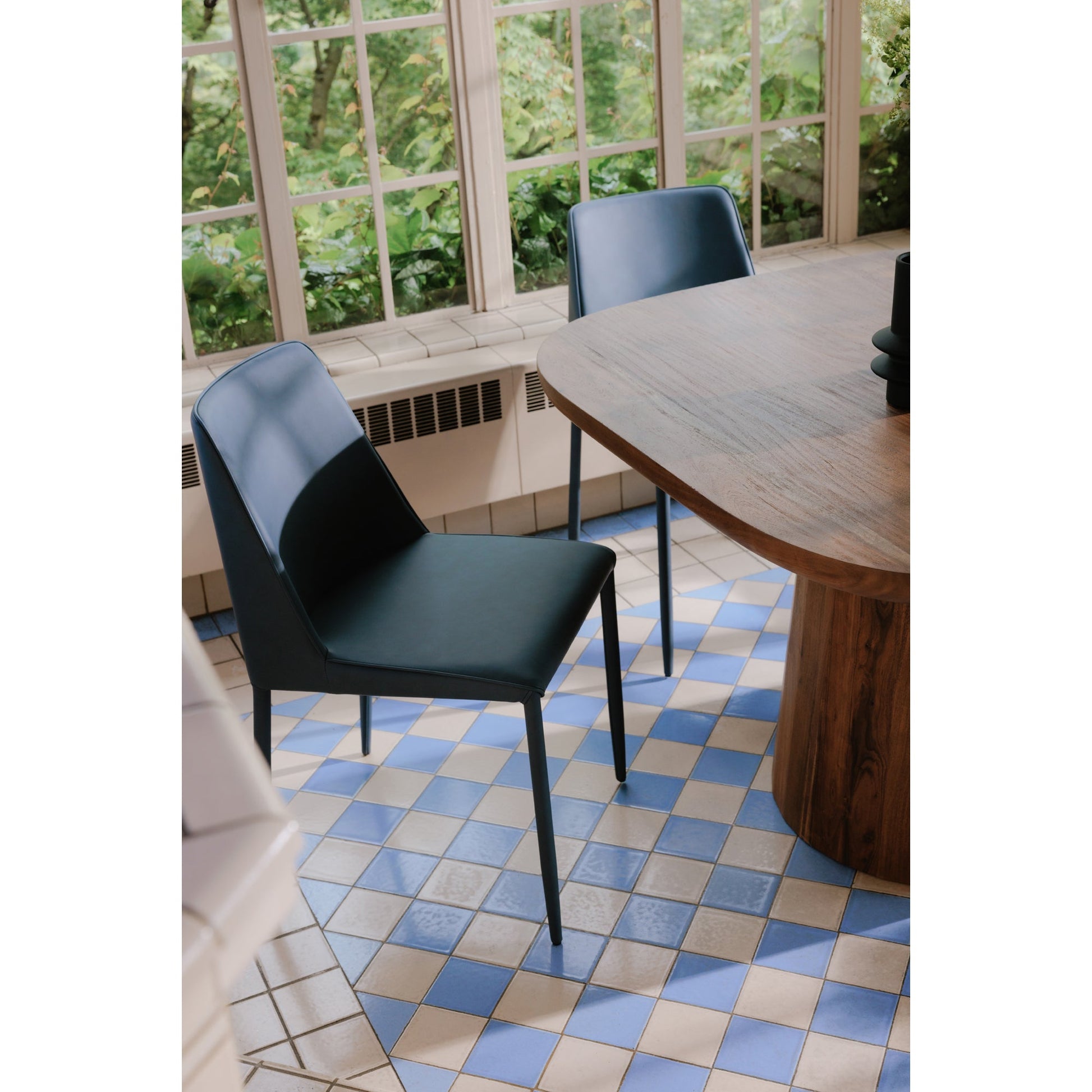 Nora Ocean Cavern Grey Vegan Leather Dining Chair (Set of 2) - Ornate Home