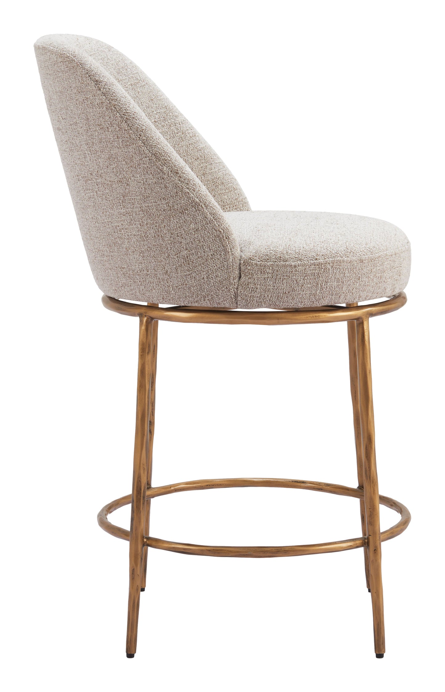 Nordhavn Beige & Gold Swivel Counter Stool - Ornate Home