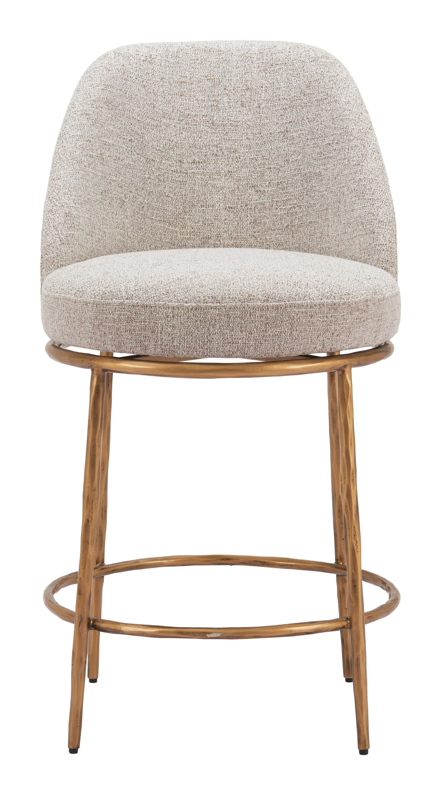 Nordhavn Beige & Gold Swivel Counter Stool - Ornate Home