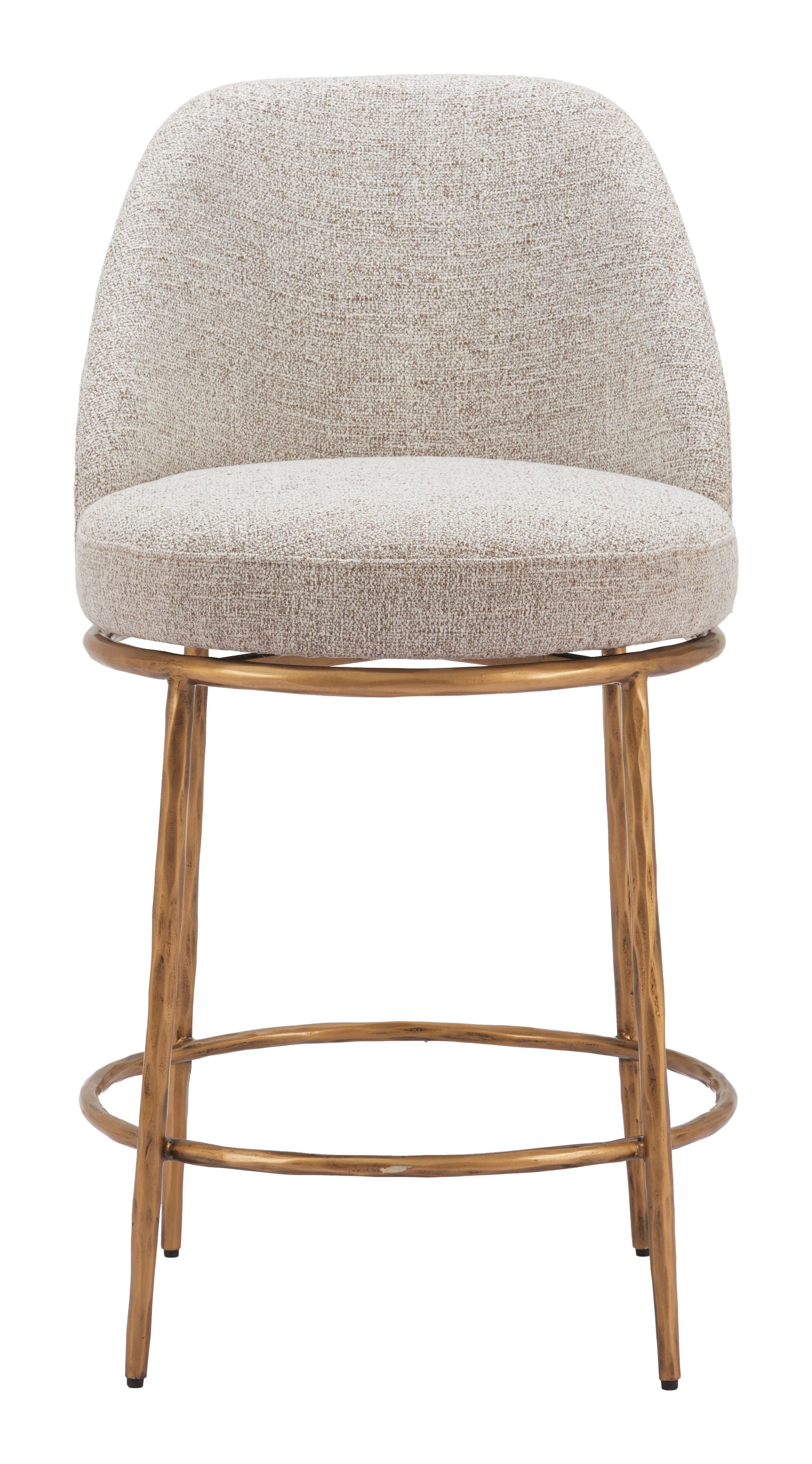 Nordhavn Beige & Gold Swivel Counter Stool - Ornate Home