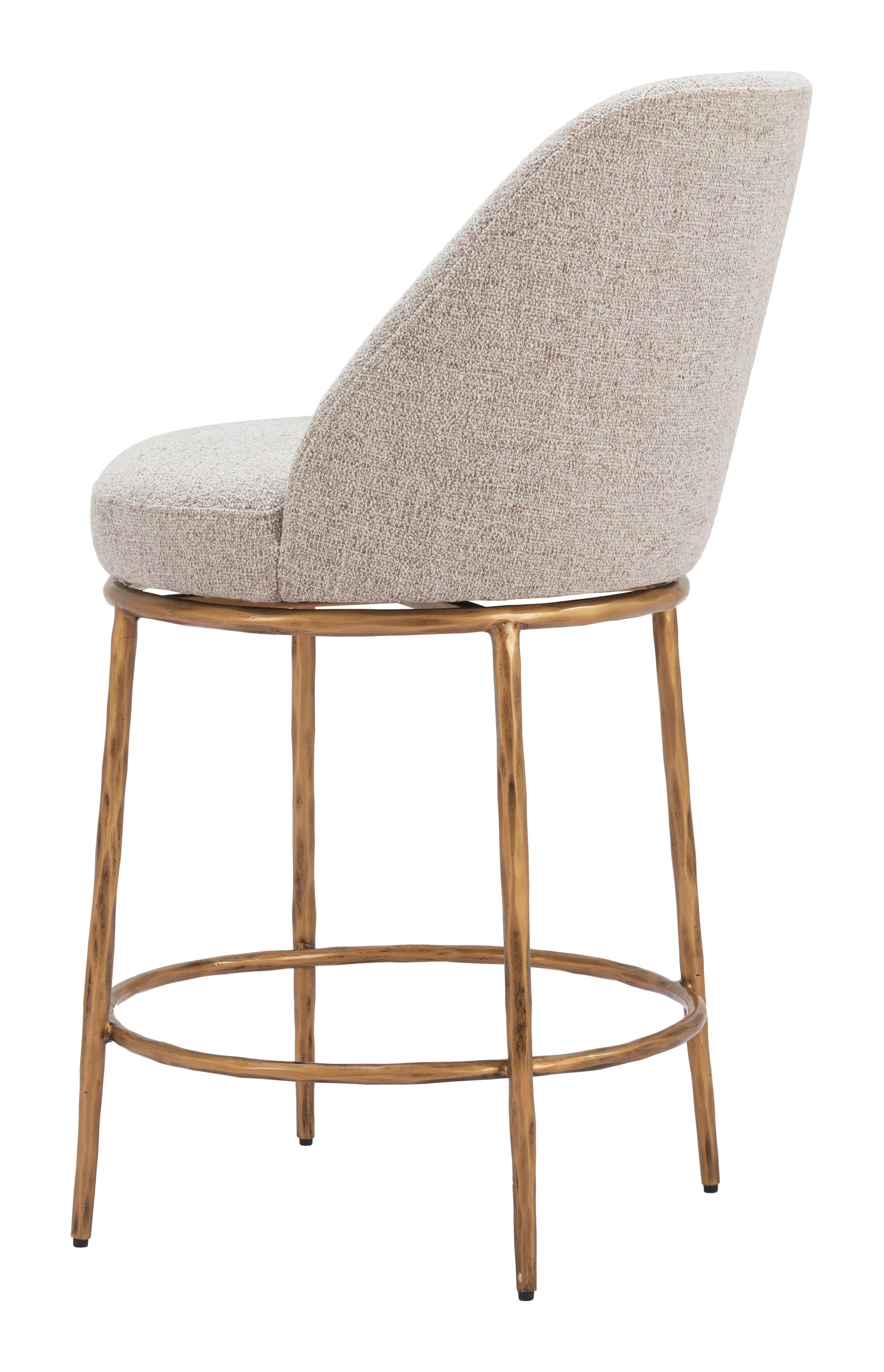 Nordhavn Beige & Gold Swivel Counter Stool - Ornate Home