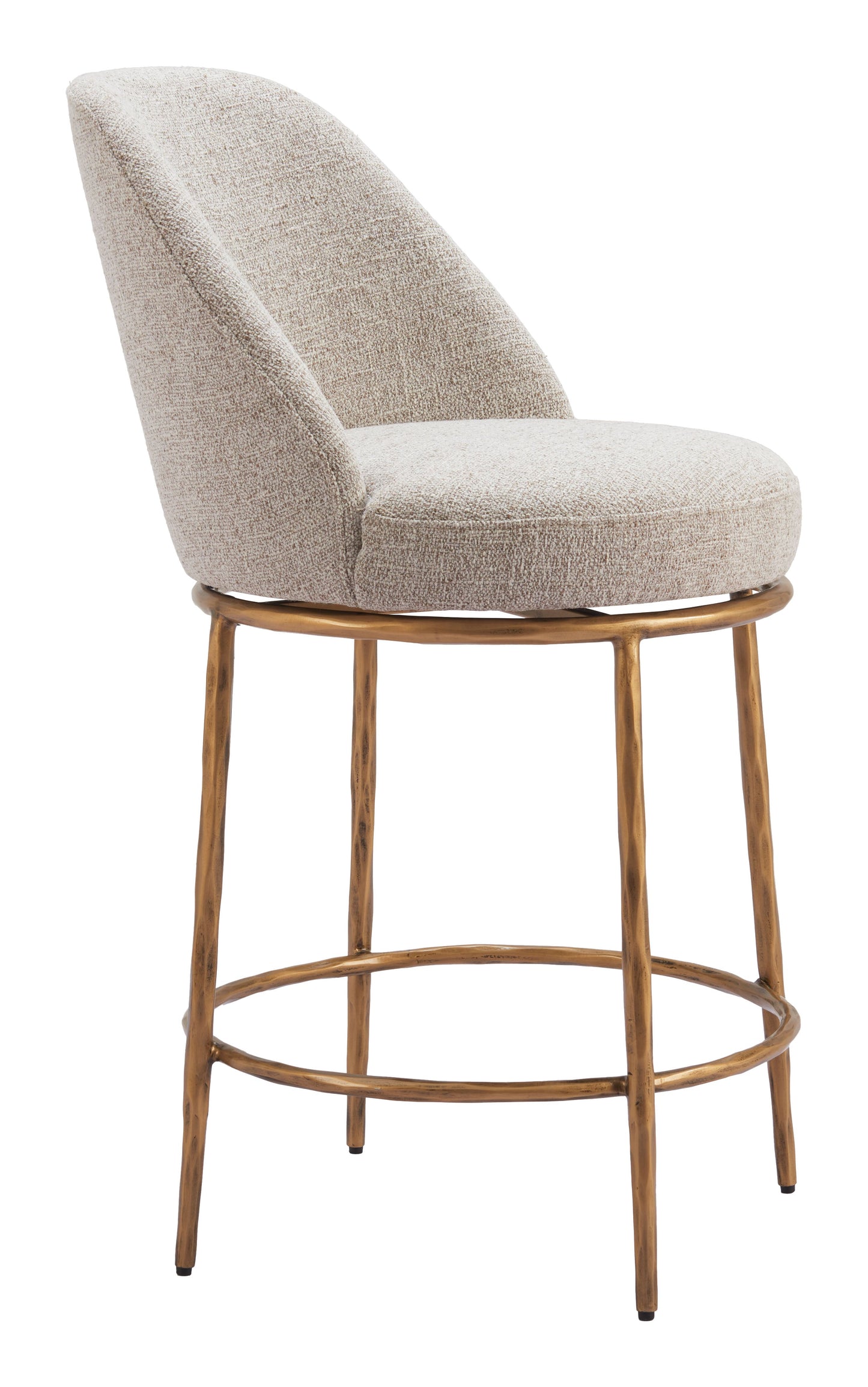 Nordhavn Beige & Gold Swivel Counter Stool - Ornate Home