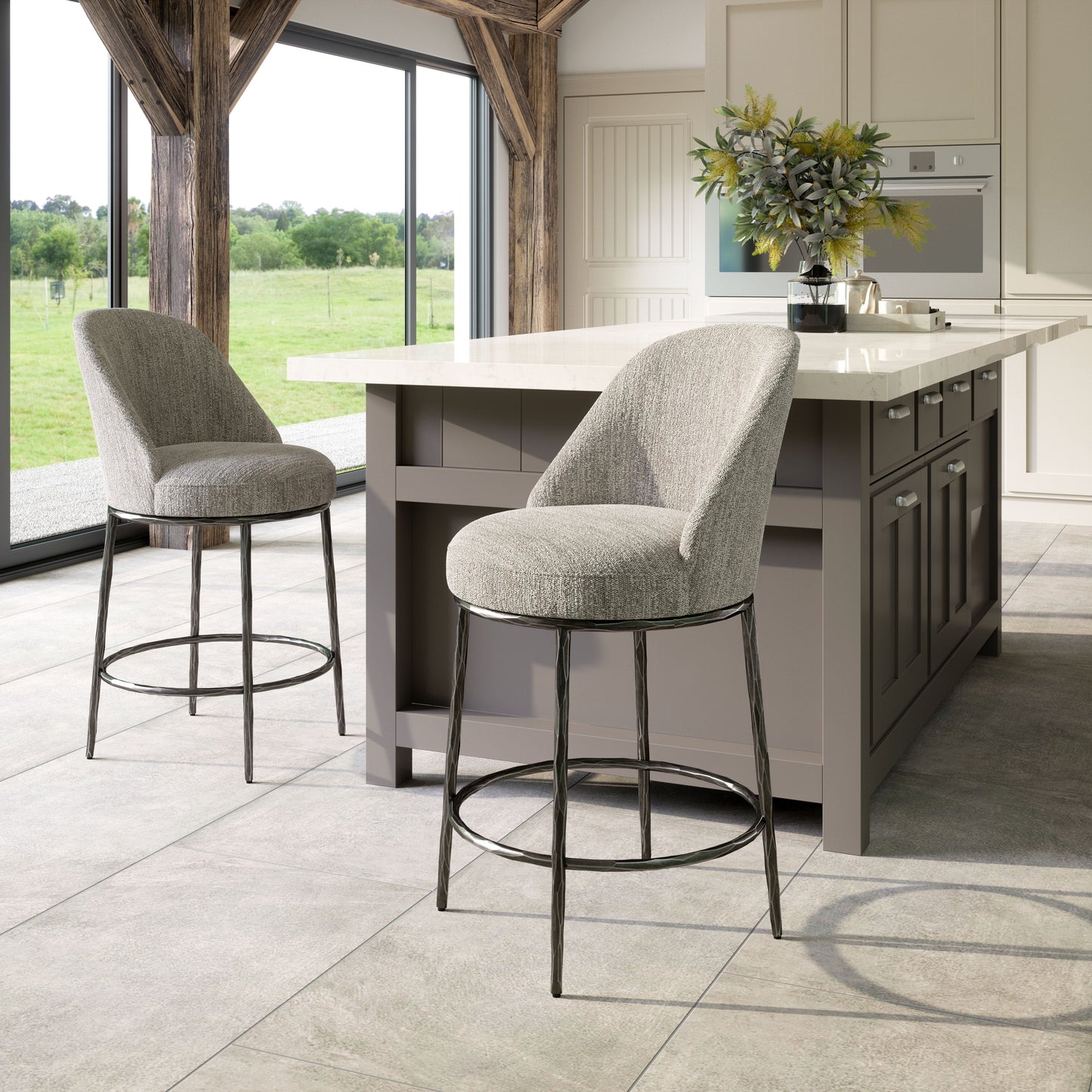 Nordhavn Gray Swivel Counter Stool - Ornate Home
