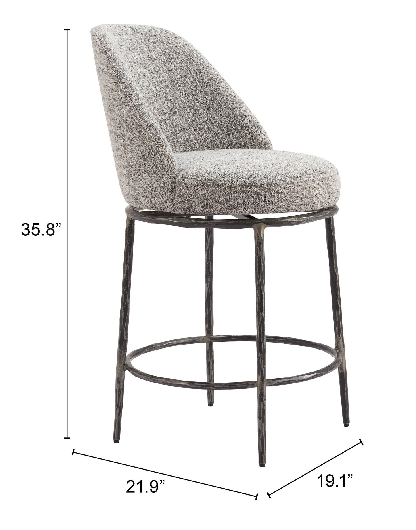 Nordhavn Gray Swivel Counter Stool - Ornate Home