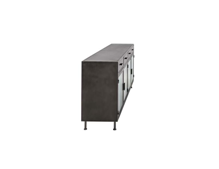 Nore Black Metal/Glass Cabinet (4 Doors) - Ornate Home